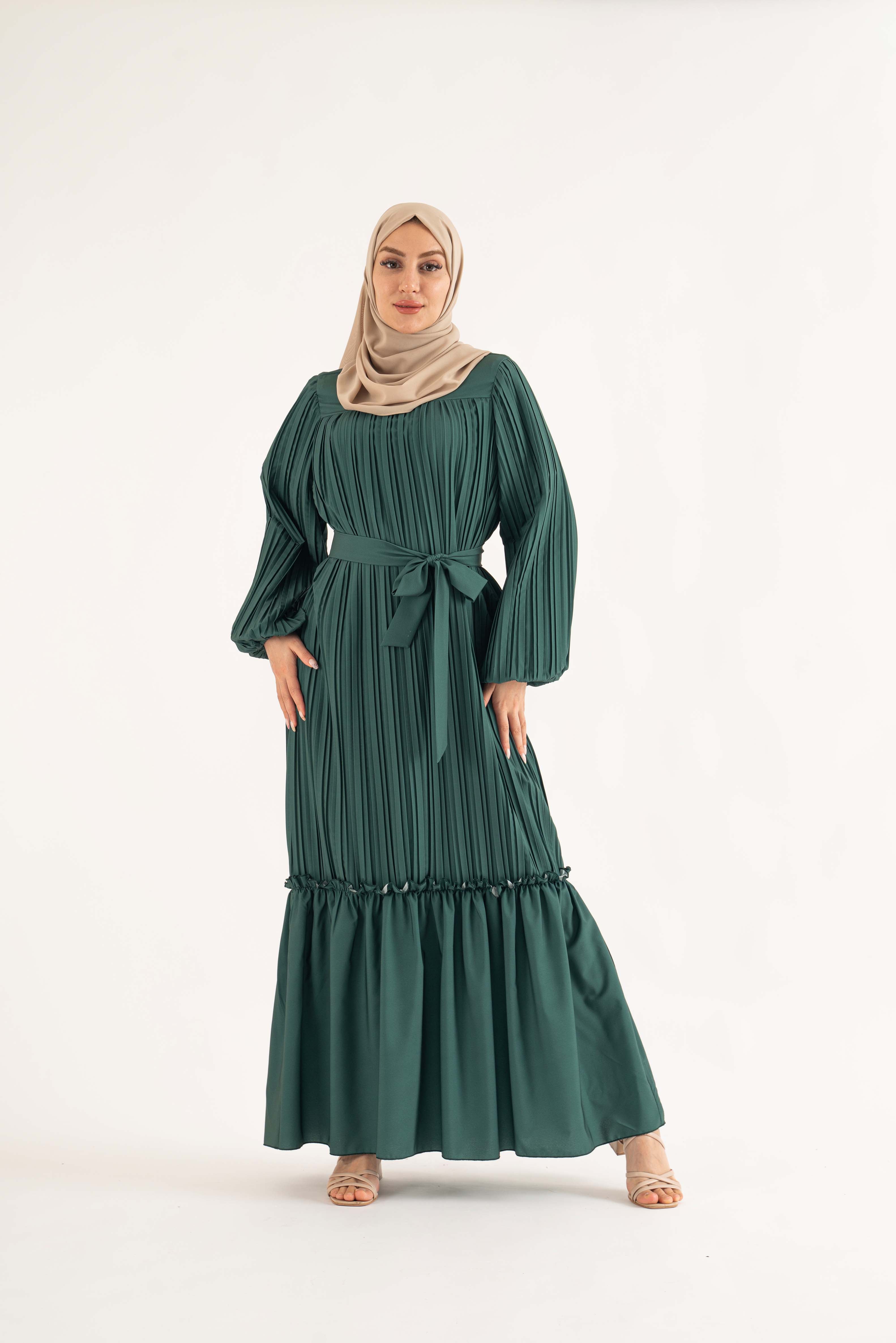 AMANI Pleat Maxi Dress - Emerald - Modest Dresses, Abaya, Long Sleeve US18 AMANI Pleat Maxi Dress - Emerald - Modest Dresses, Abaya, Long Sleeve US18