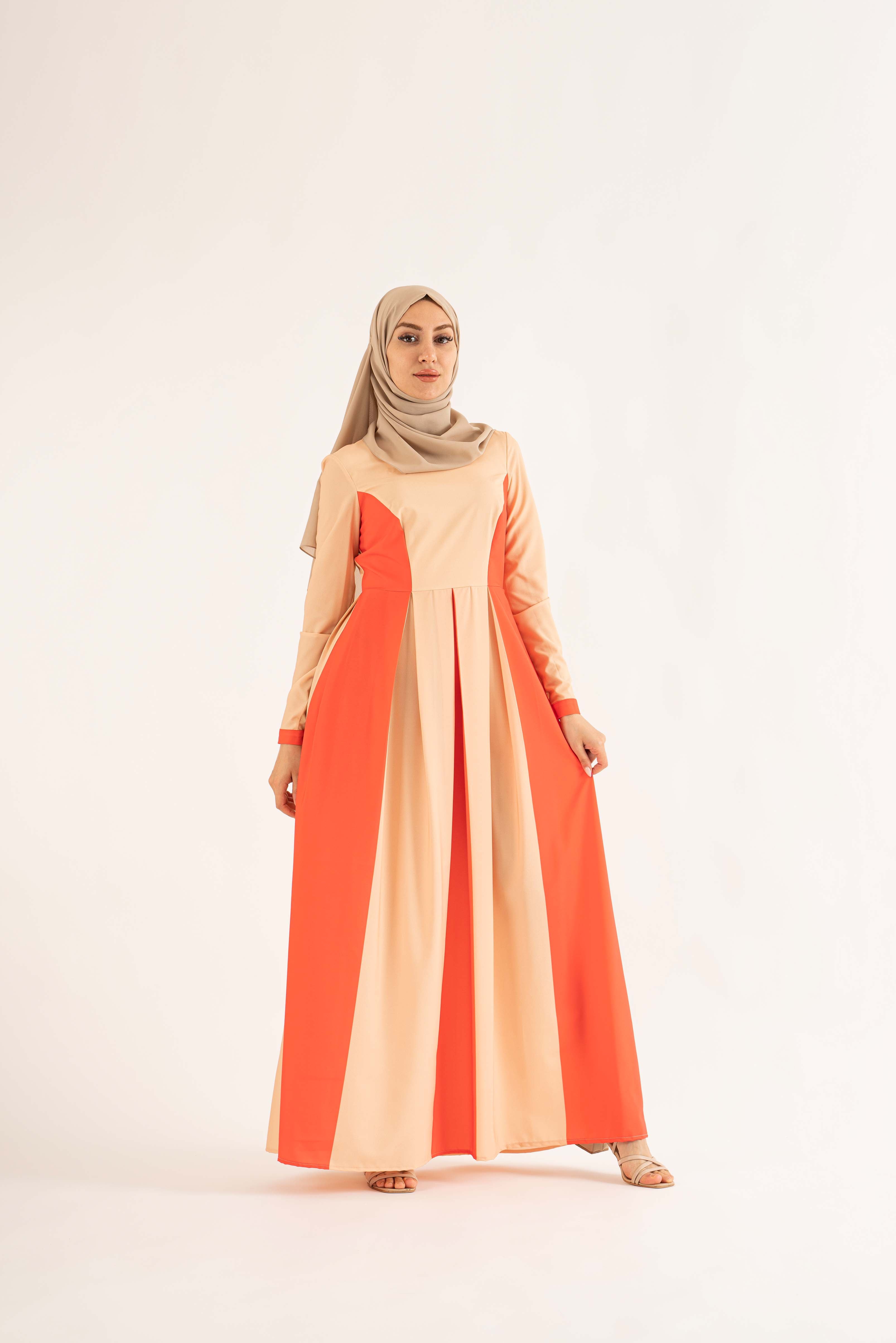 modest orange dress ASOS DESIGN devore modesty maxi dress with extreme wide sleeves and drop waist detailing in orange