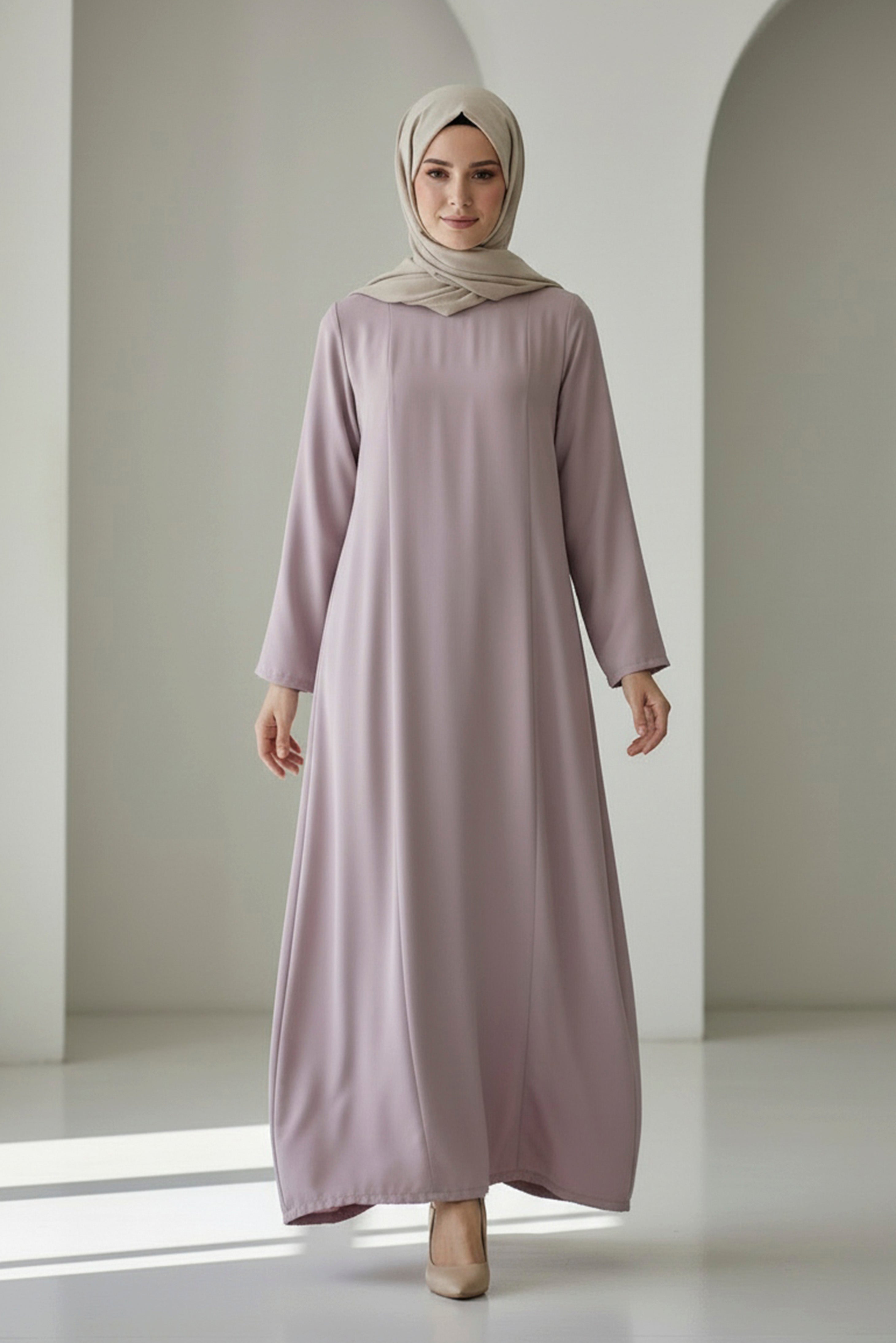 modest loose dress Modest Women's Satin Dress 24559
