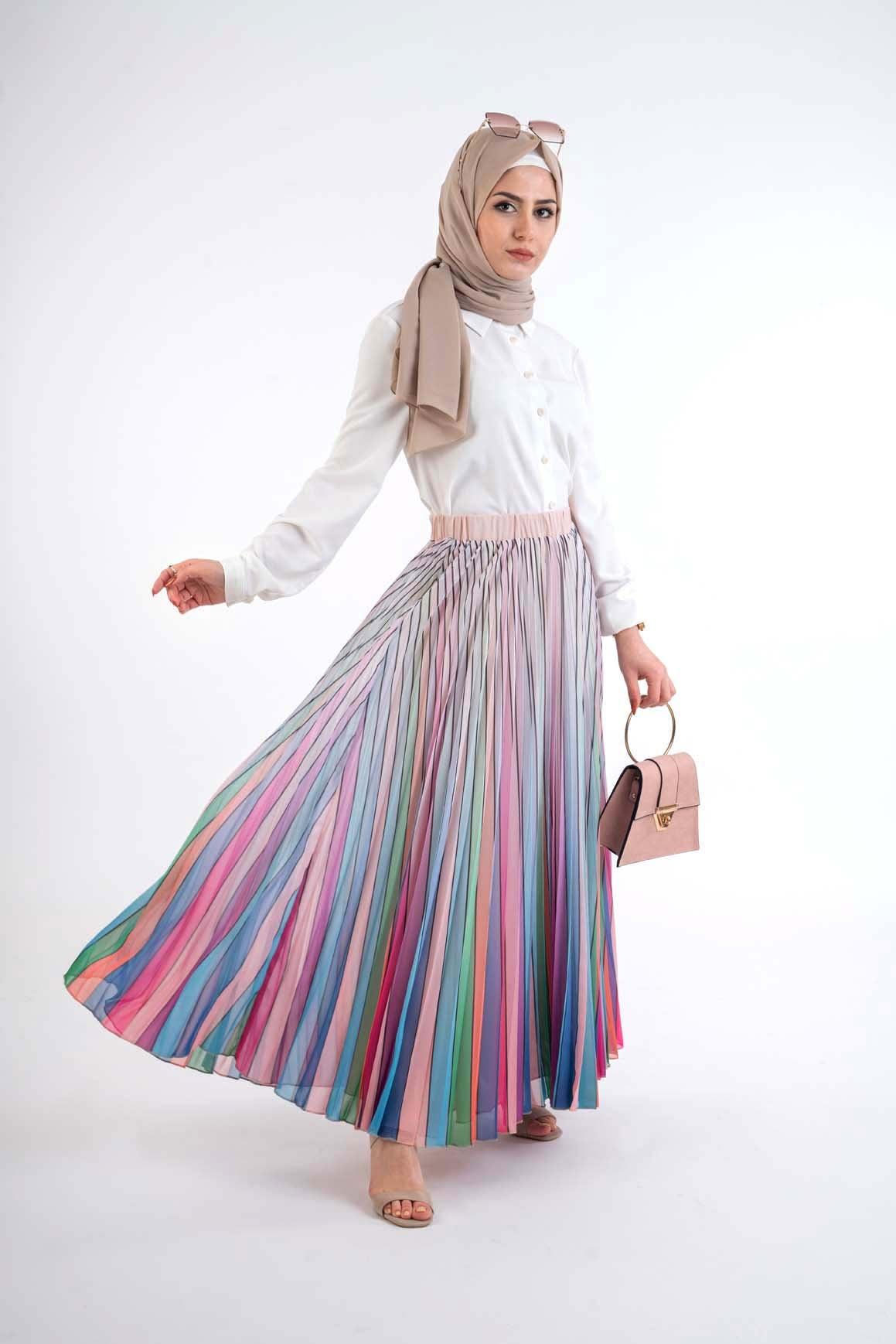 Multicolor pleat Skirt - Modest Dresses, Abaya, Long Sleeve dress! US20 Multicolor pleat Skirt - Modest Dresses, Abaya, Long Sleeve dress! US20