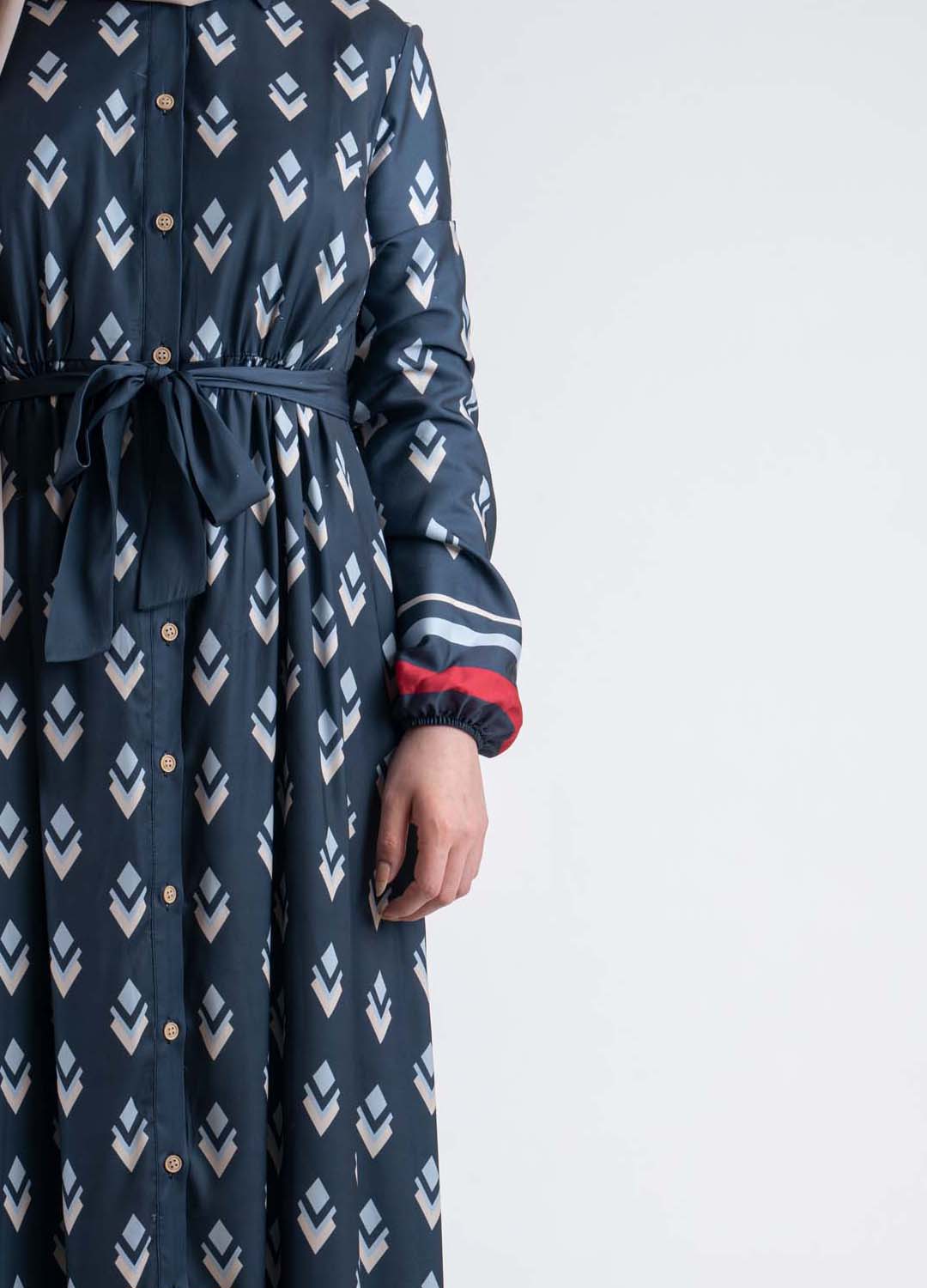 Geometric print shirt dress-Modest Dresses, Abaya, Long Sleeve dress!