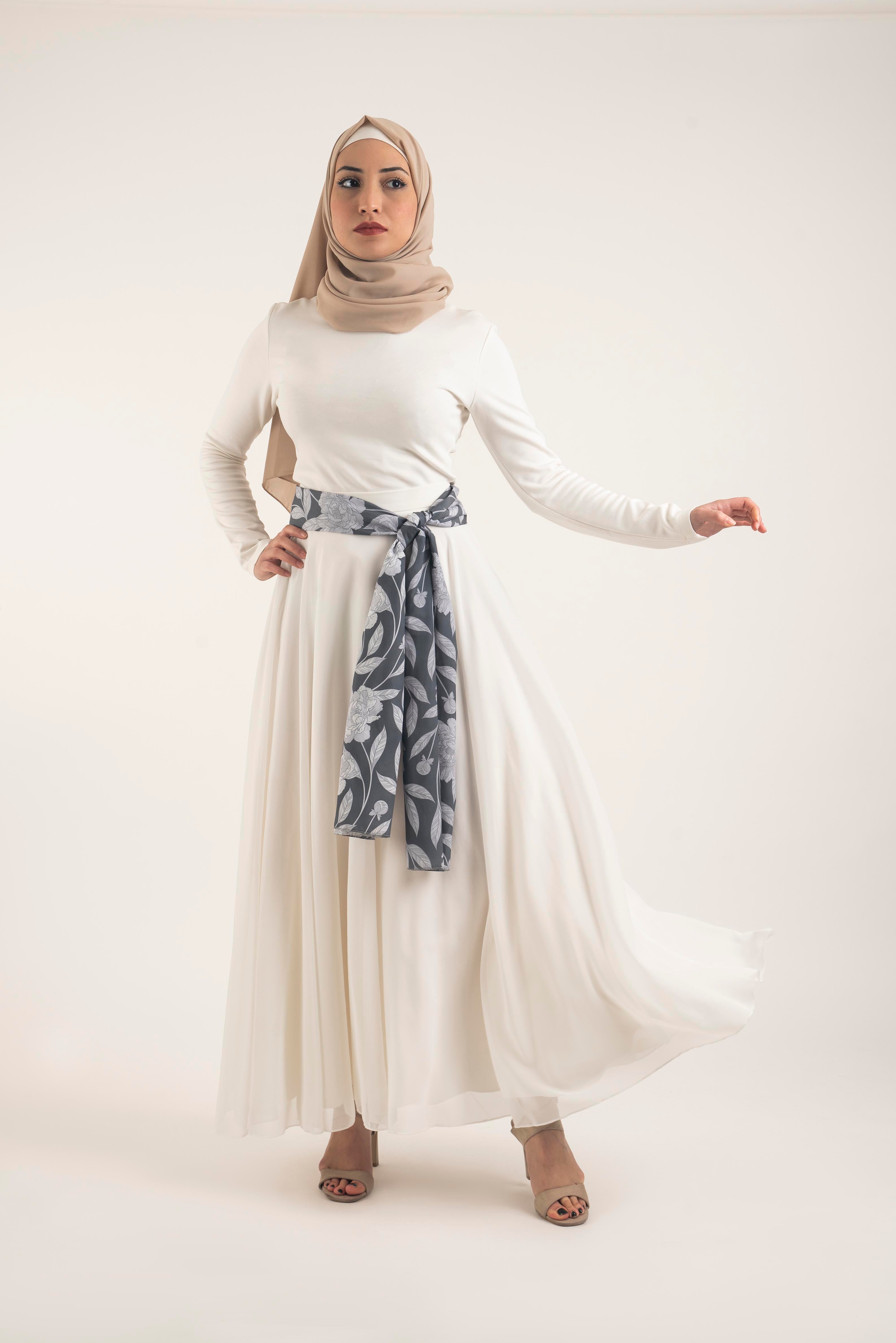 White Wave Skirt- Modest Dresses, Abaya, Long Sleeve dress! US20 White Wave Skirt- Modest Dresses, Abaya, Long Sleeve dress! US20