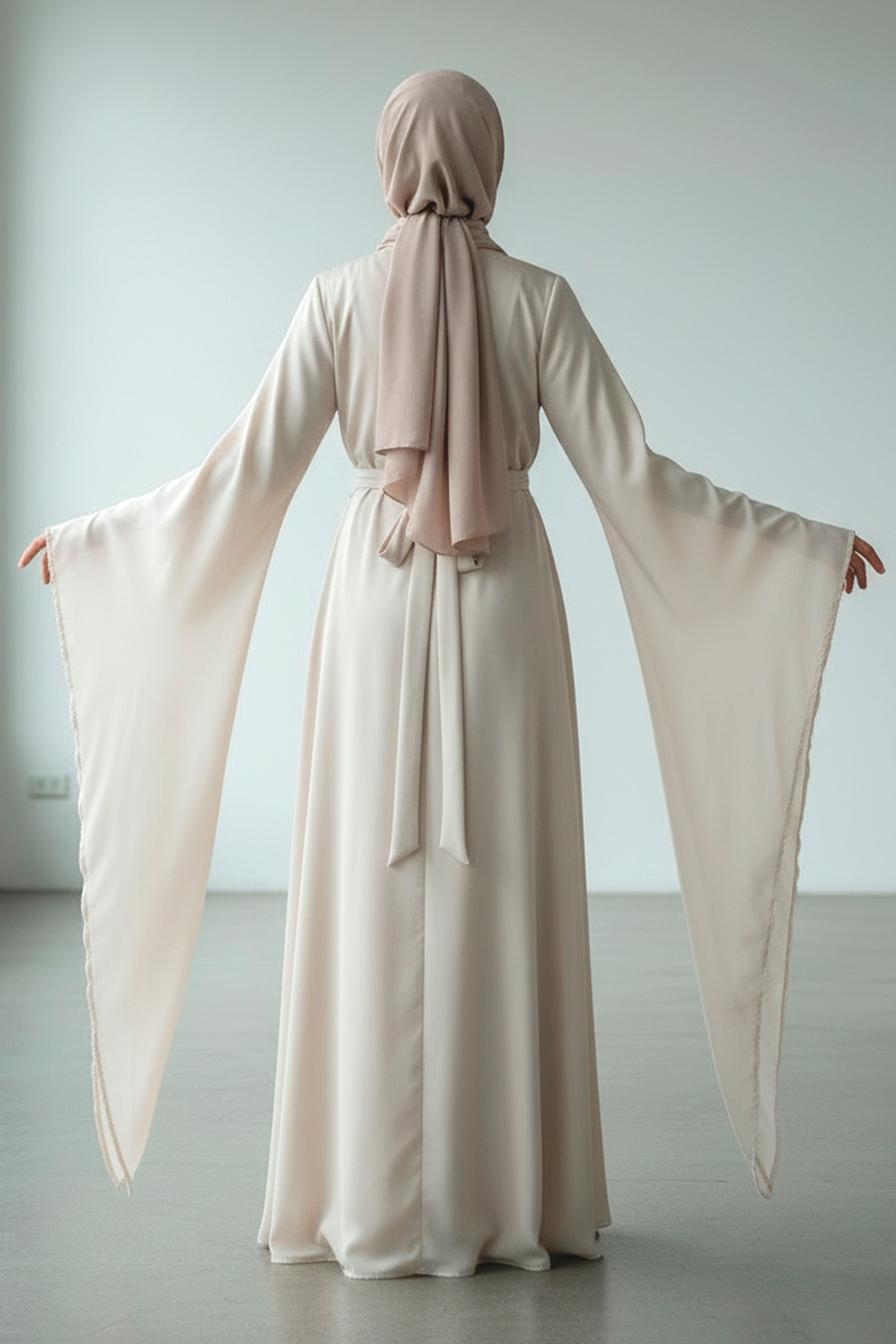 Off-White Wide Sleeve Modest Maxi Dress – Elegant & Flowy
