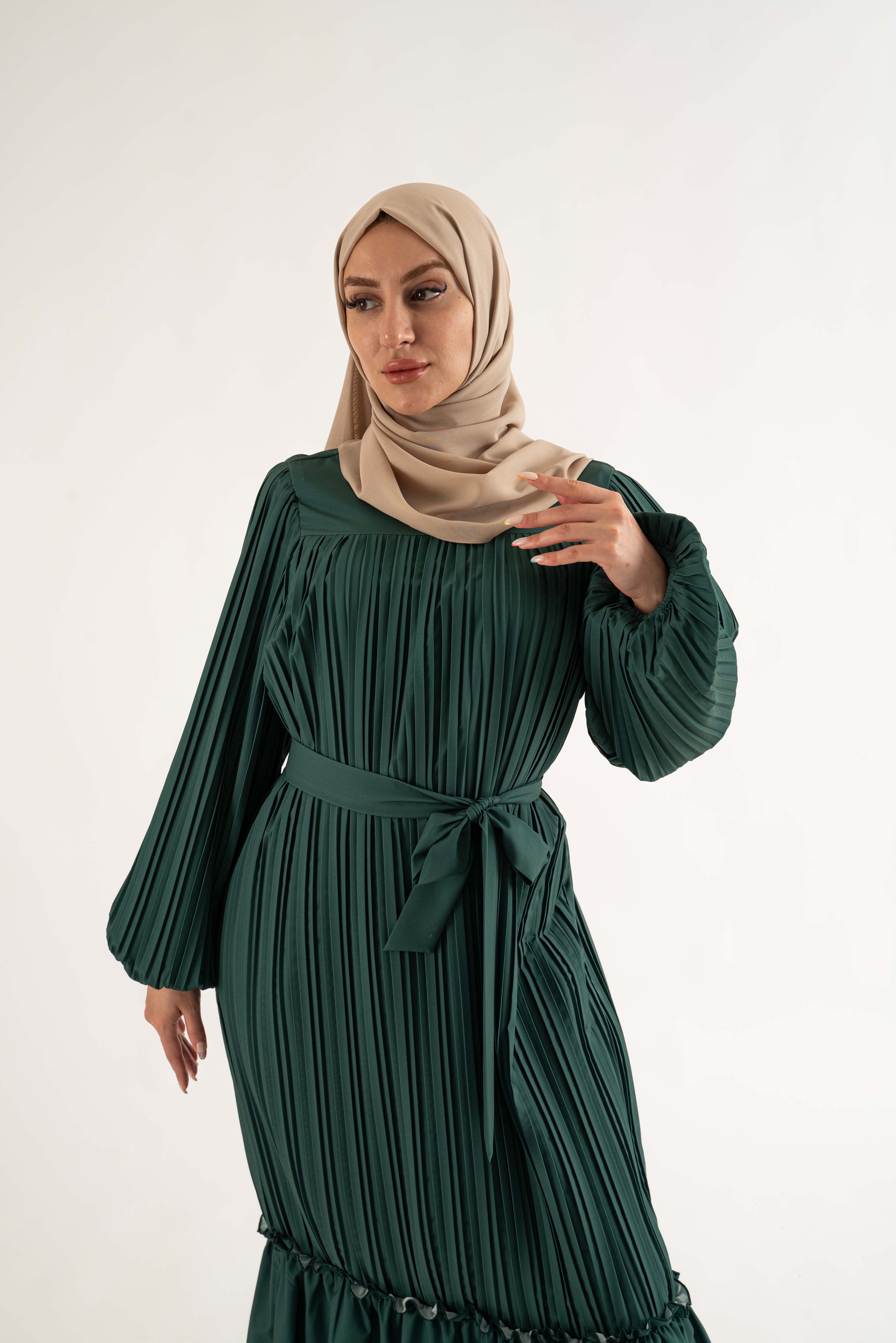 Amani Pleat Maxi Dress - Emerald - Modest Dresses, Abaya, Long Sleeve US18 Amani Pleat Maxi Dress - Emerald - Modest Dresses, Abaya, Long Sleeve US18