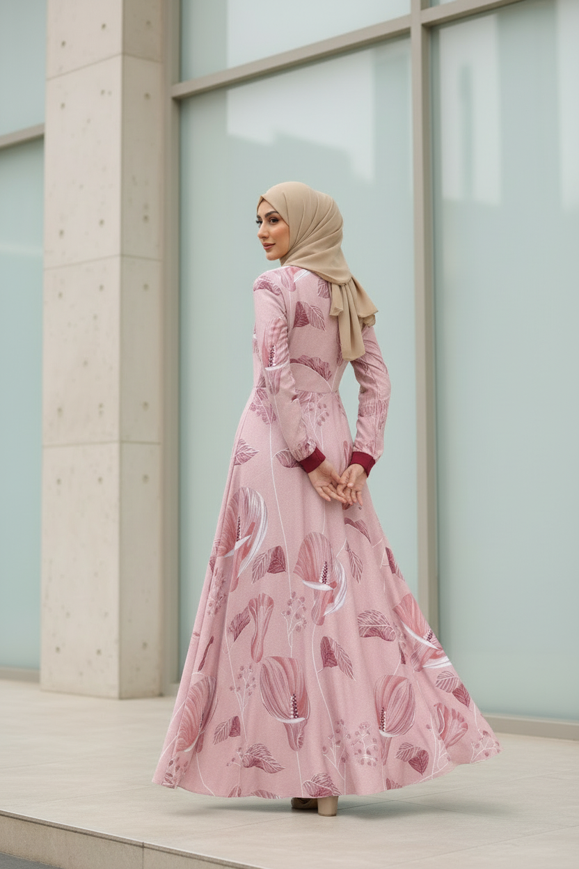 Dusty Rose Dress Modest Hijab Fashion