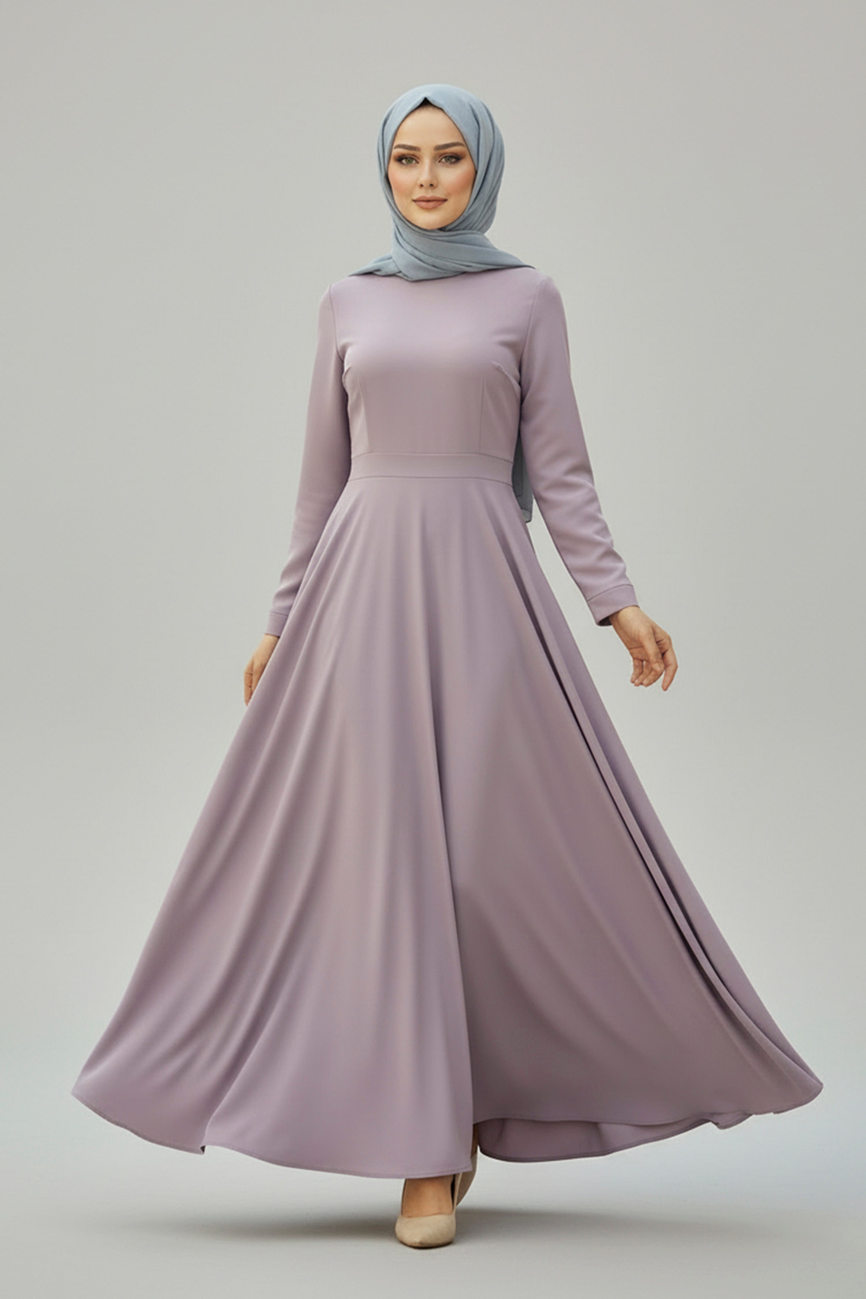 Dusty Lilac Modest Maxi Dress – Soft Elegant Long Dress