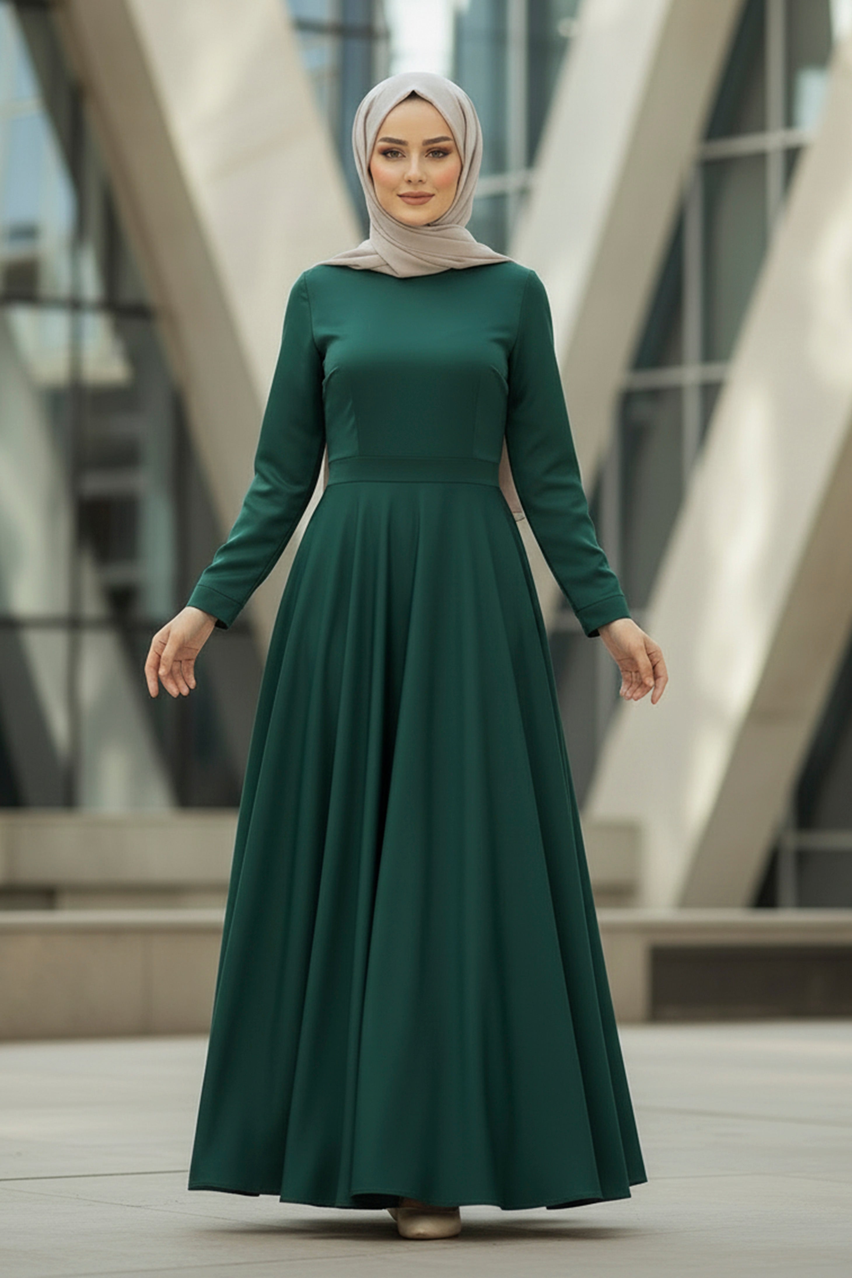 Emerald Green Modest Maxi Dress – Elegant Long Sleeve Dress