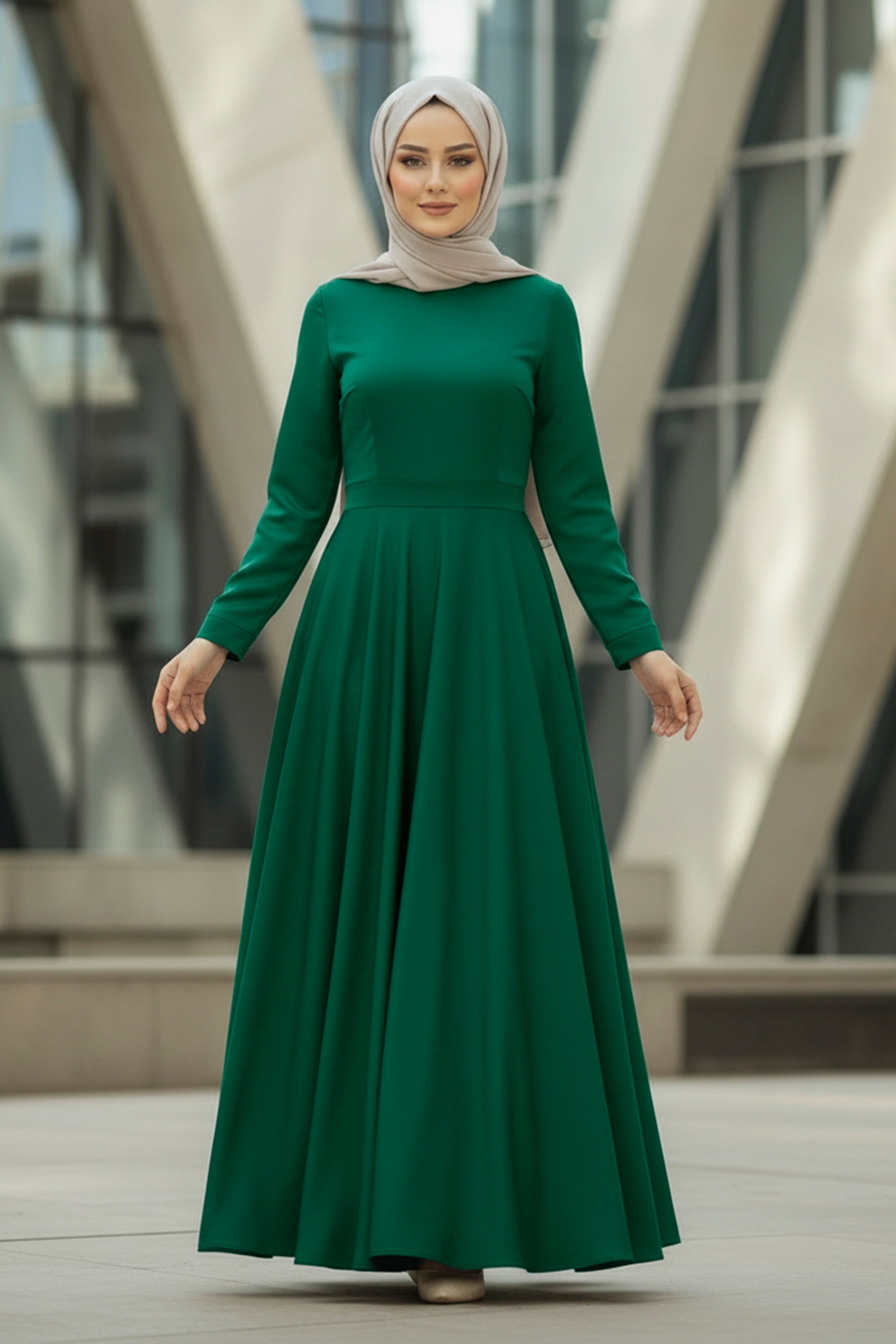 Emerald Green Modest Maxi Dress – Elegant Long Sleeve Dress