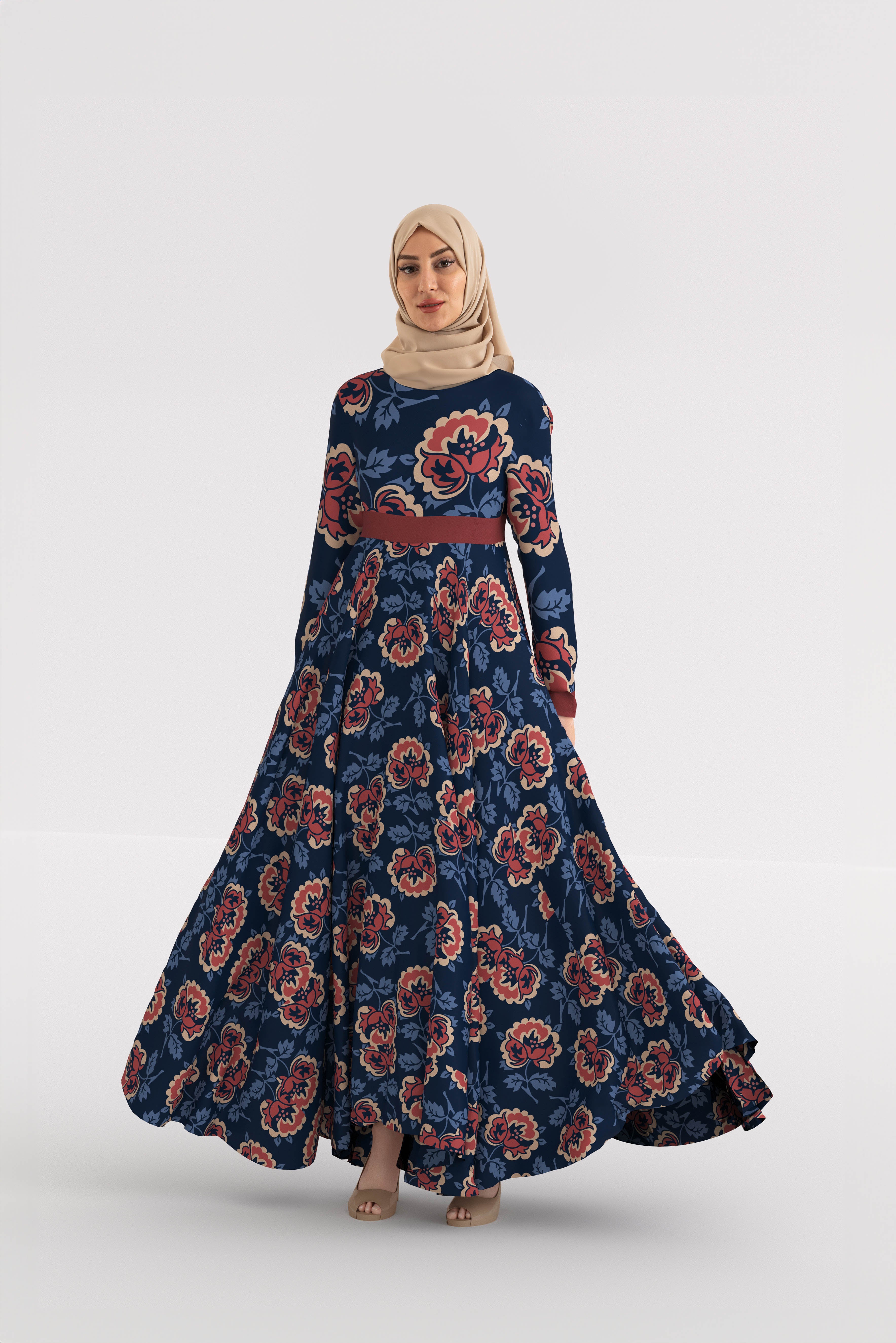 maxi dress hijabi Modest Muslim Women's Bohemian Bloom Maxi Dress