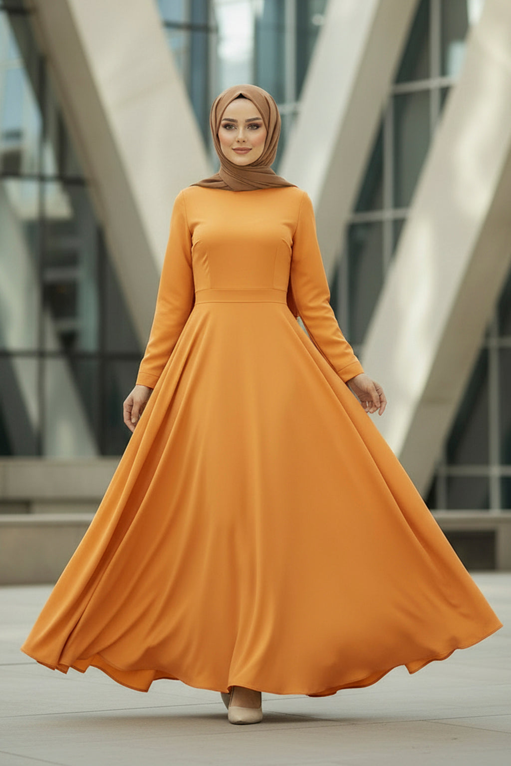 Mustard Yellow Modest Maxi Dress – Bold Elegant Style