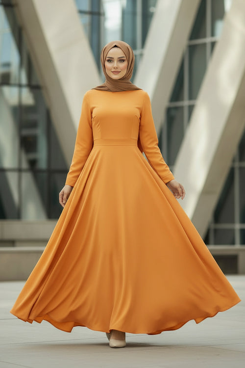 Mustard Yellow Modest Maxi Dress – Bold Elegant Style 5XL