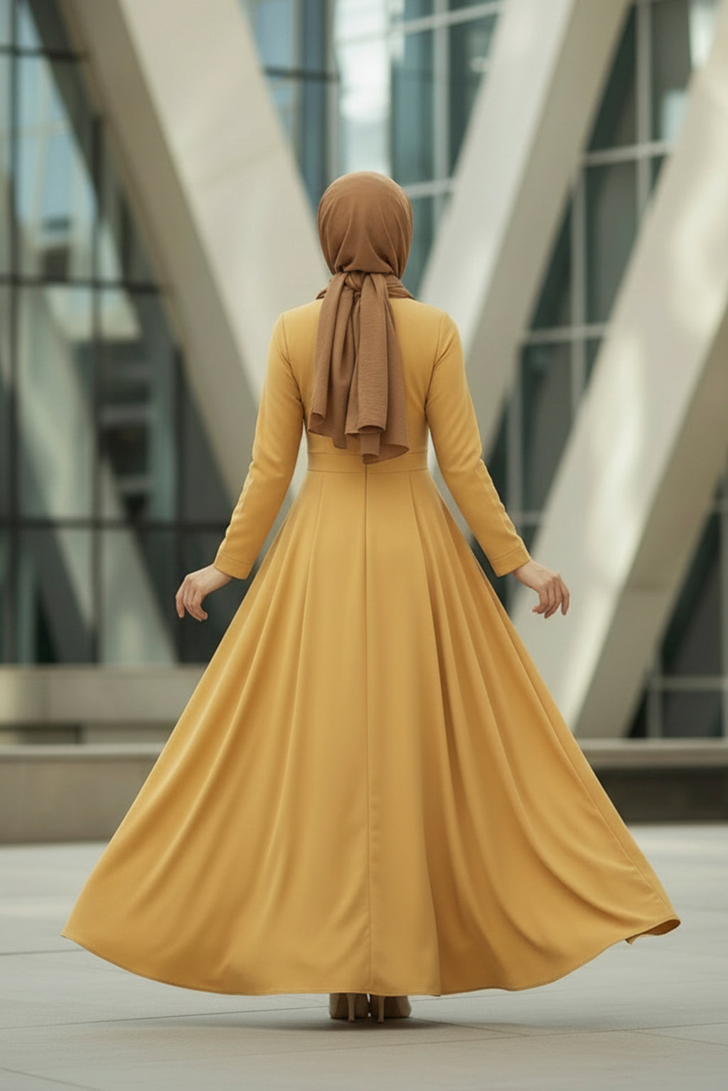 Mustard Yellow Modest Maxi Dress – Bold Elegant Style