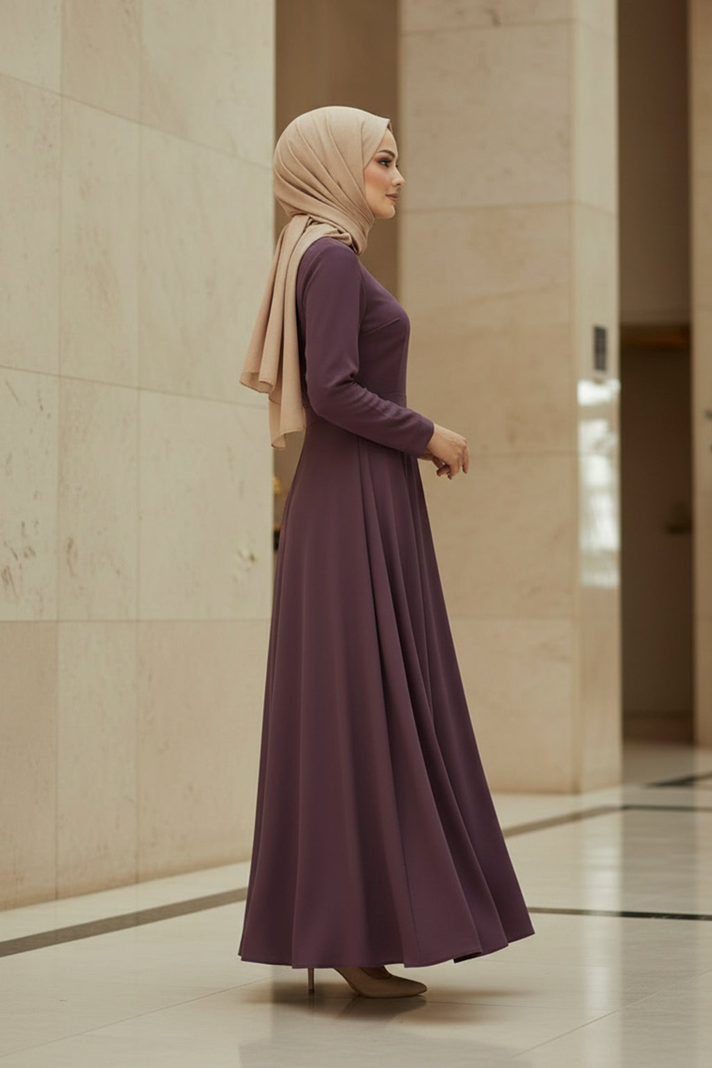 Plum Modest Maxi Dress – Long Sleeve Elegant Gown
