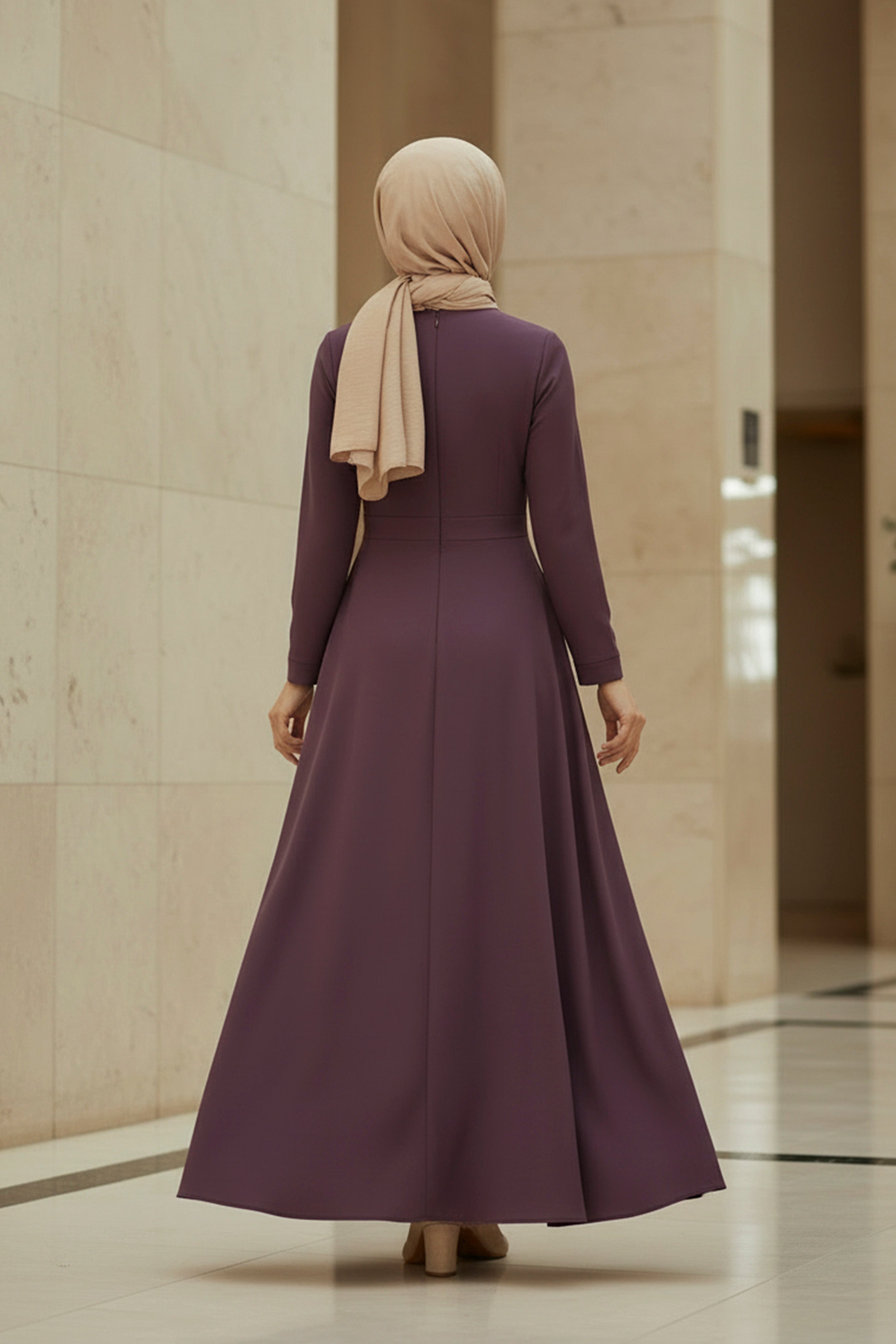 Plum Modest Maxi Dress – Long Sleeve Elegant Gown