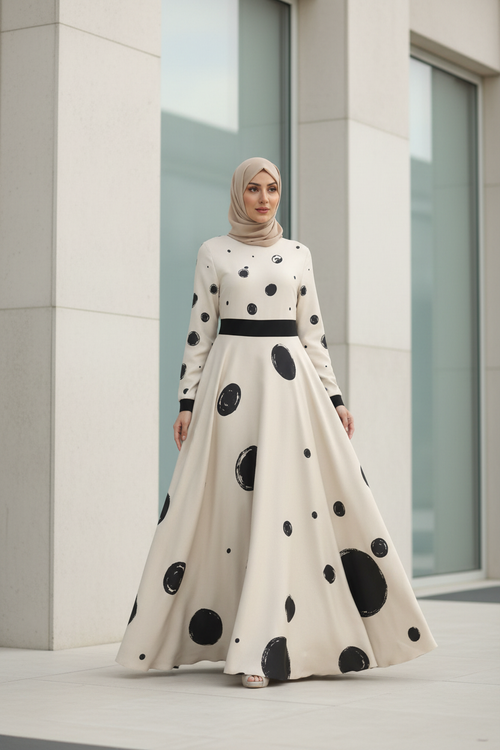 Polka Dot Dress - Modest Dresses, Abaya, Maxi, Long Sleeve dress