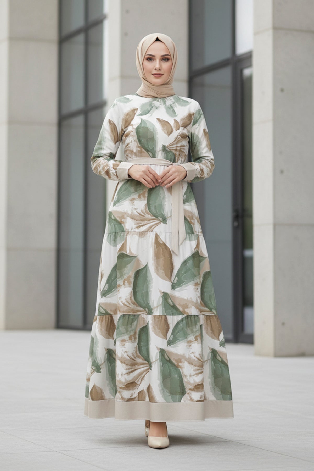 sage green dress modest Sage Green Modest Maxi Dress – Minimal Elegant Style – TOLAVITA