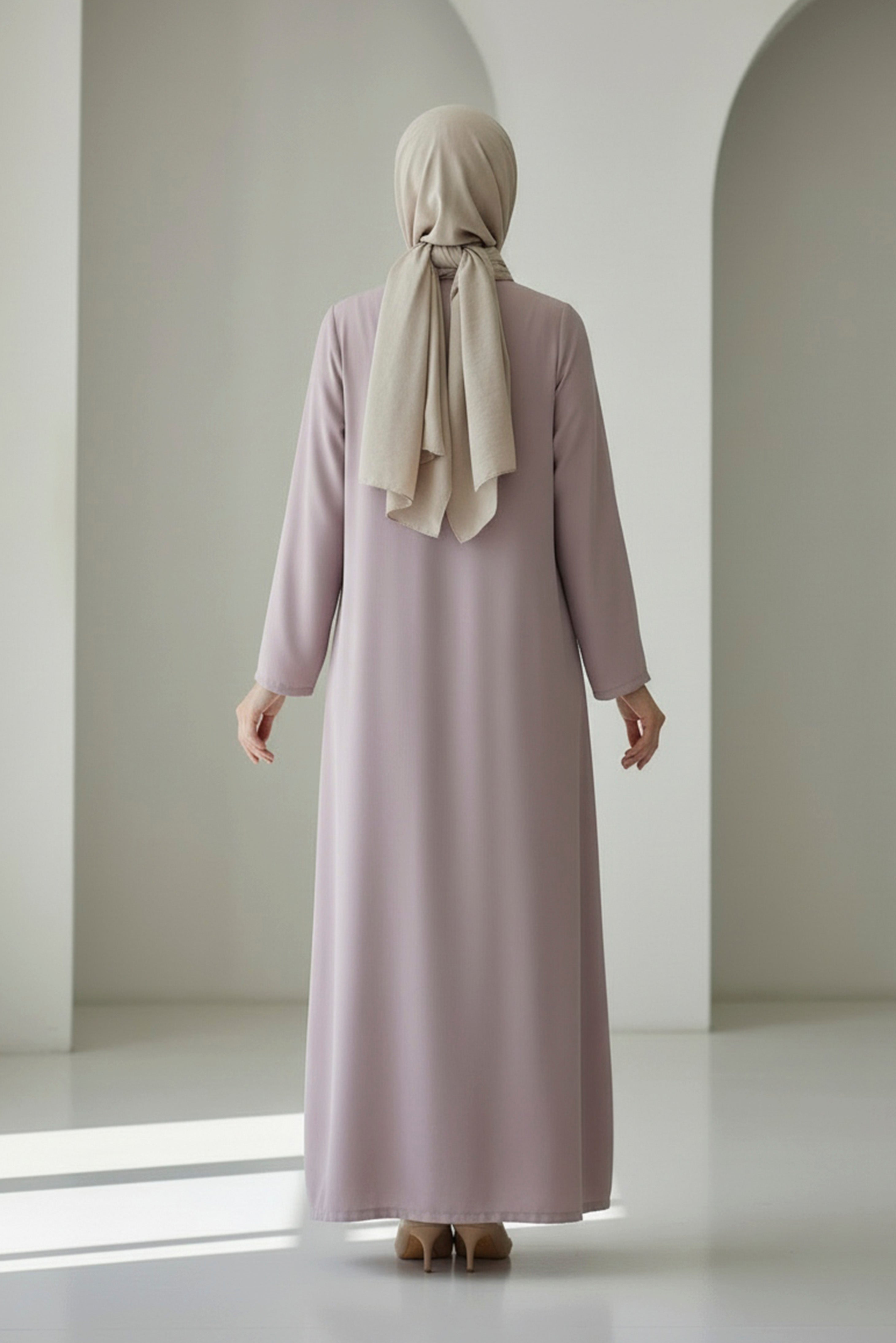 Soft Mauve Loose-Fit Modest Maxi Dress for Everyday Elegance