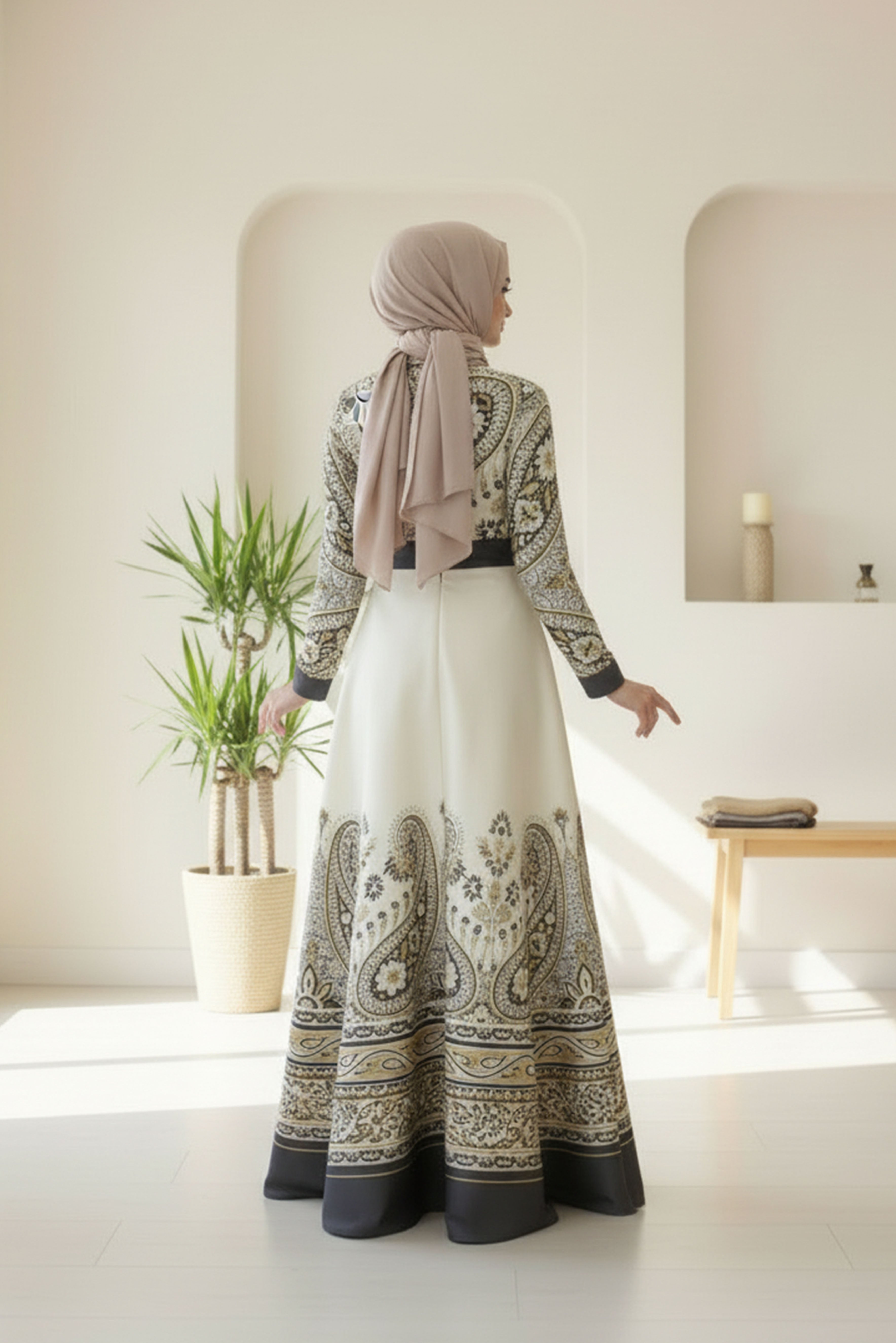 maxi dress hijab style Powder Pink Hijab Maxi Dress 5864PD