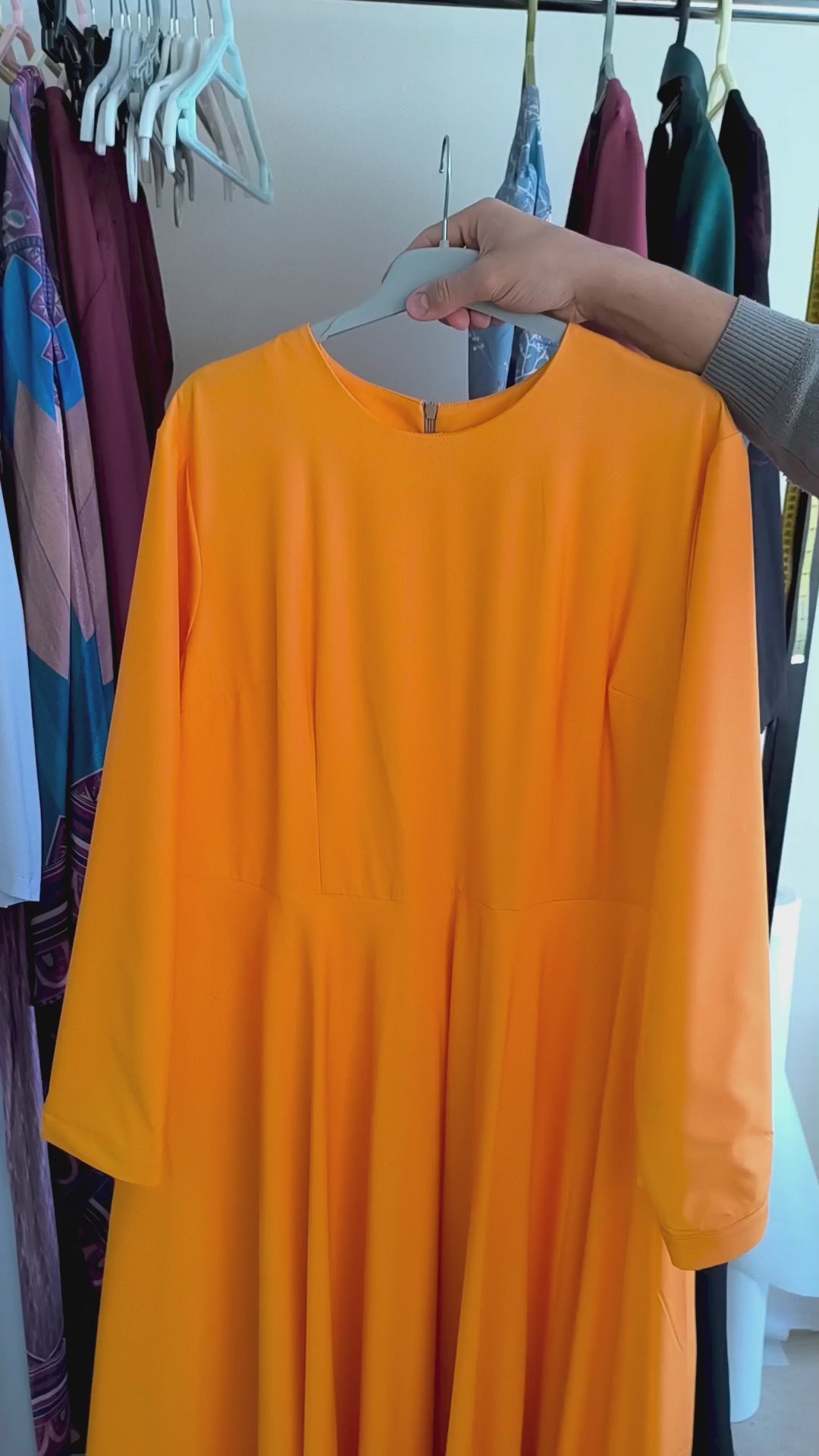 knee length dresses for ladies Mustard Yellow Satin Backless Dress With Sleeves Lisposa