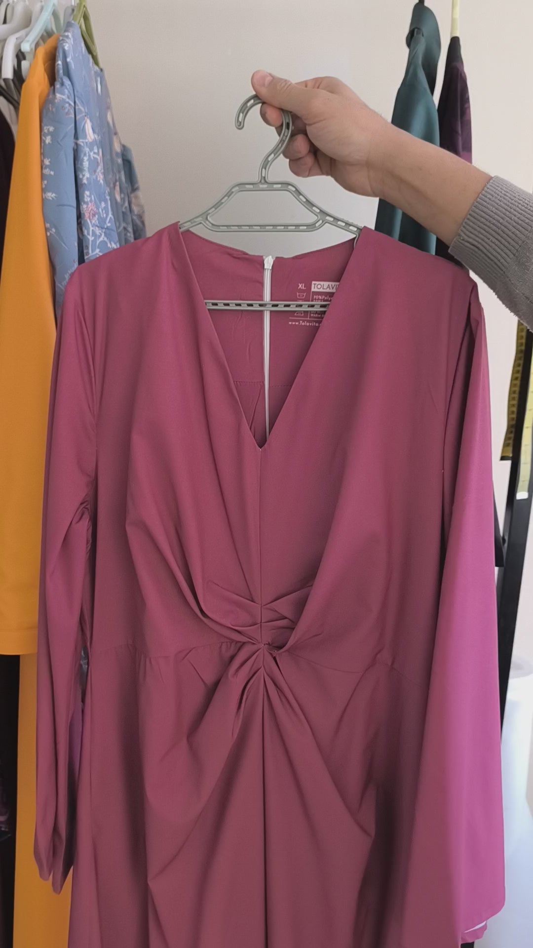 Dark Mauve Wrap-Style Modest Maxi Dress for Women