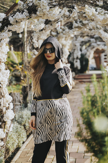 Zebra HOODED Sport Suit - Modest Dresses, Abaya, Long Sleeve dress!