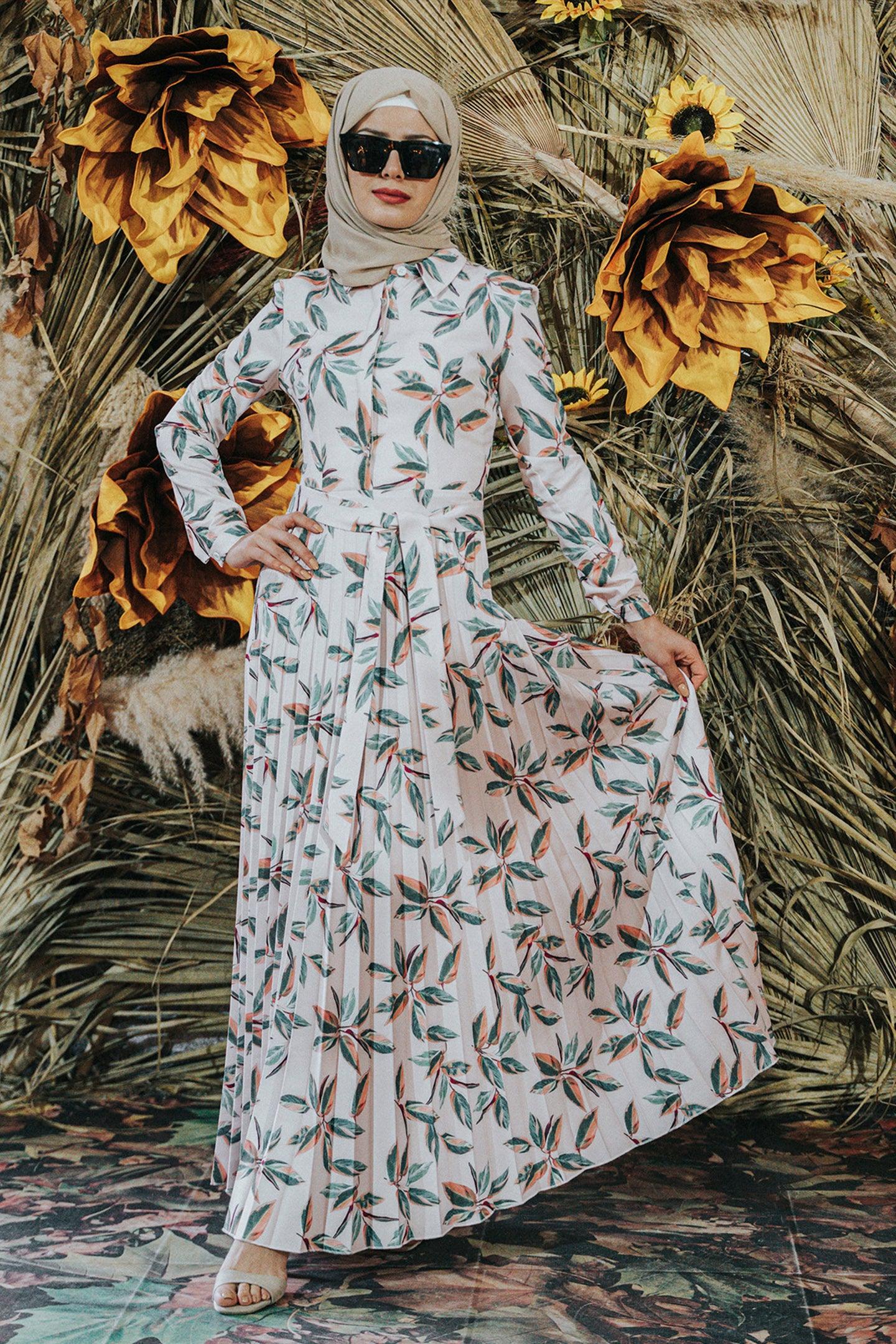 Multi-leaf dress - Modest Dresses, Abaya, Long Sleeve dress!