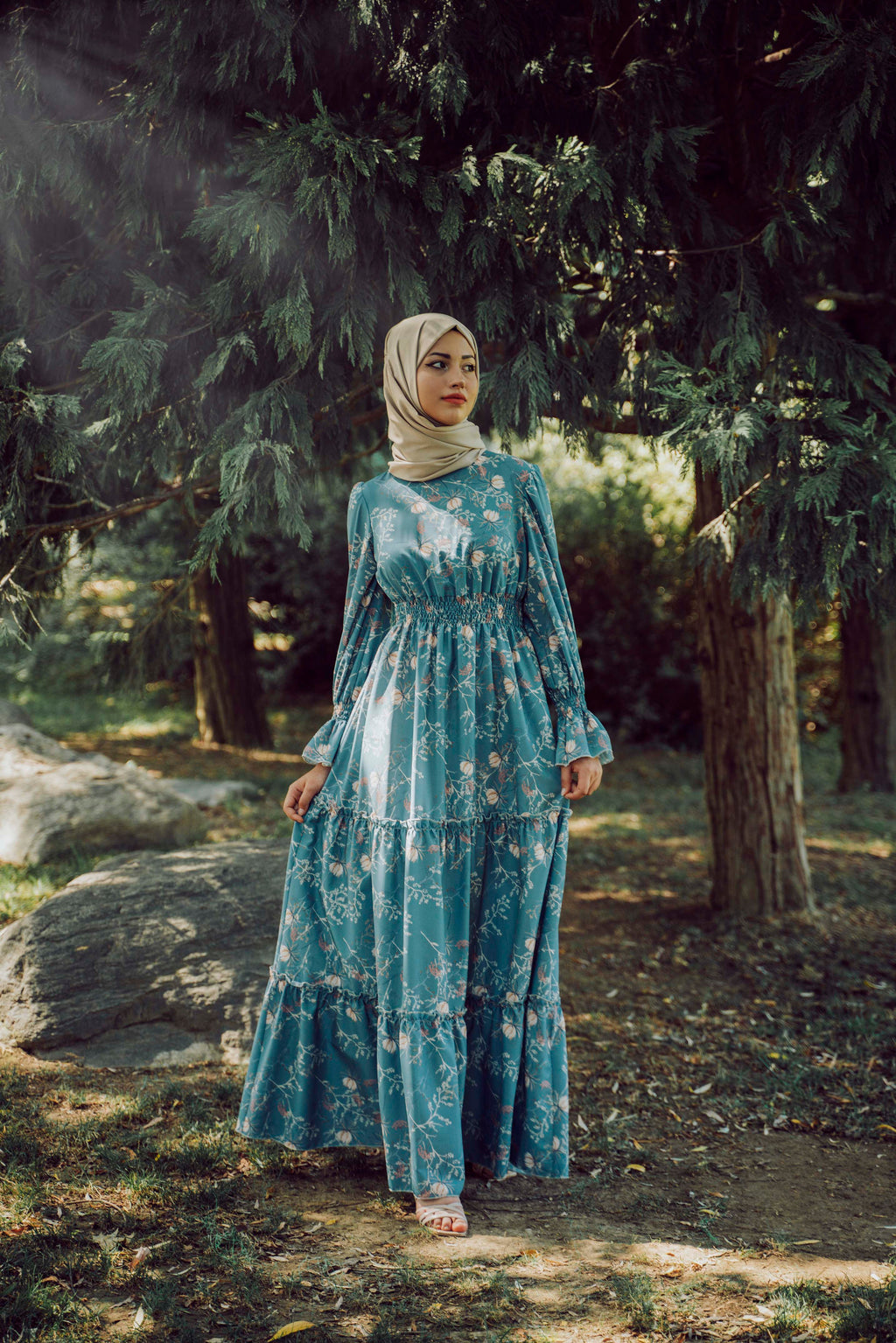 Alameda floral, Women's Modest Dress, abaya, long sleeve maxi dress