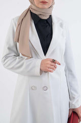 Aiden White jacket - Modest Dresses, Abaya, Maxi,  Long Sleeve dress!