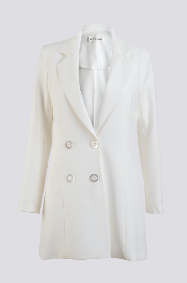 Aiden White jacket - Modest Dresses, Abaya, Maxi,  Long Sleeve dress!