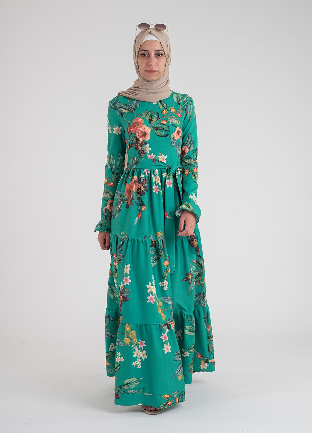 Alameda floral, Women's Modest Dress, abaya, long sleeve maxi dress!