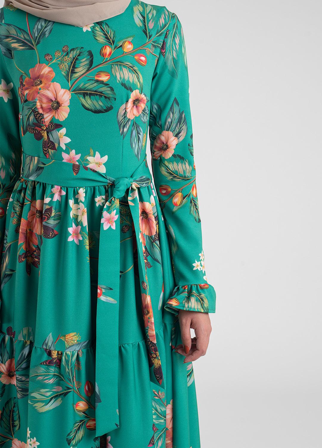 Alameda floral, Women's Modest Dress, abaya, long sleeve maxi dress!