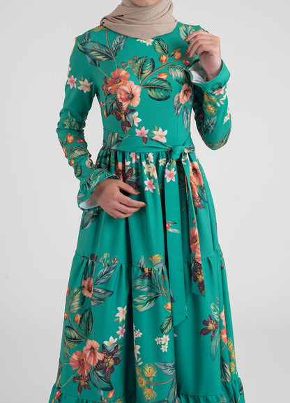 Alameda floral, Women's Modest Dress, abaya, long sleeve maxi dress!