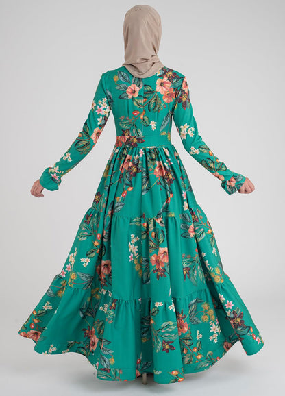 Alameda floral, Women's Modest Dress, abaya, long sleeve maxi dress!