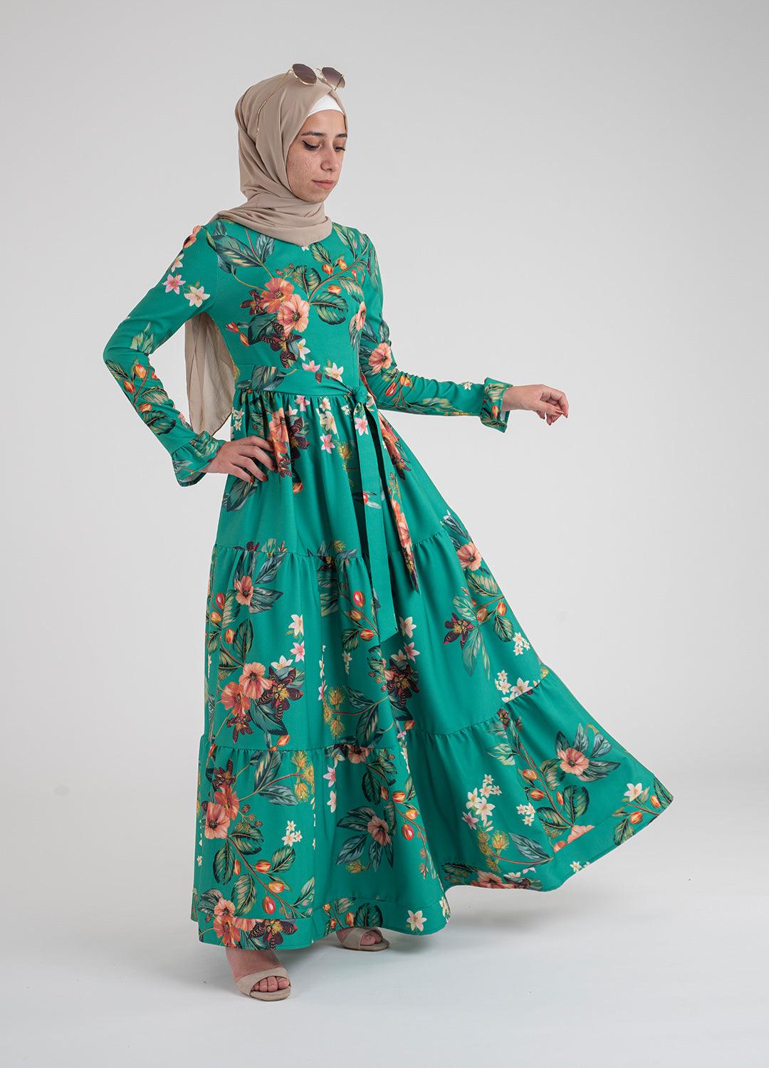 Alameda floral, Women's Modest Dress, abaya, long sleeve maxi dress!