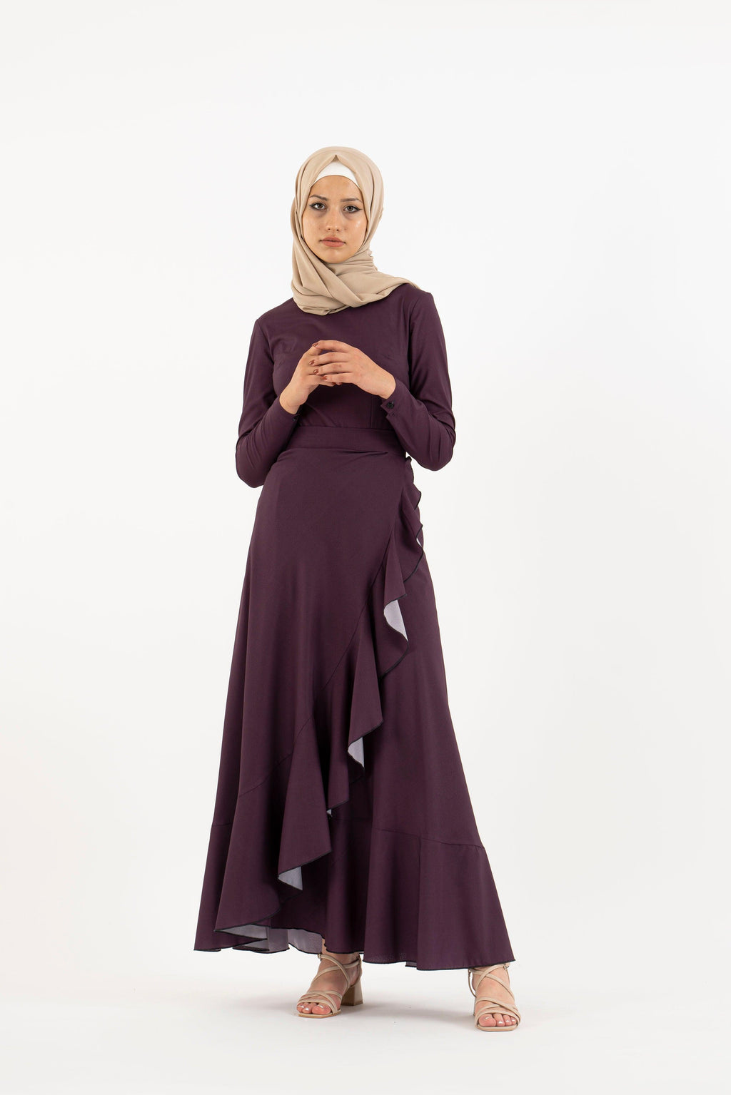 Aubergine Long Dress - Modest Dresses, Abaya,Maxi,  Long Sleeve dress!