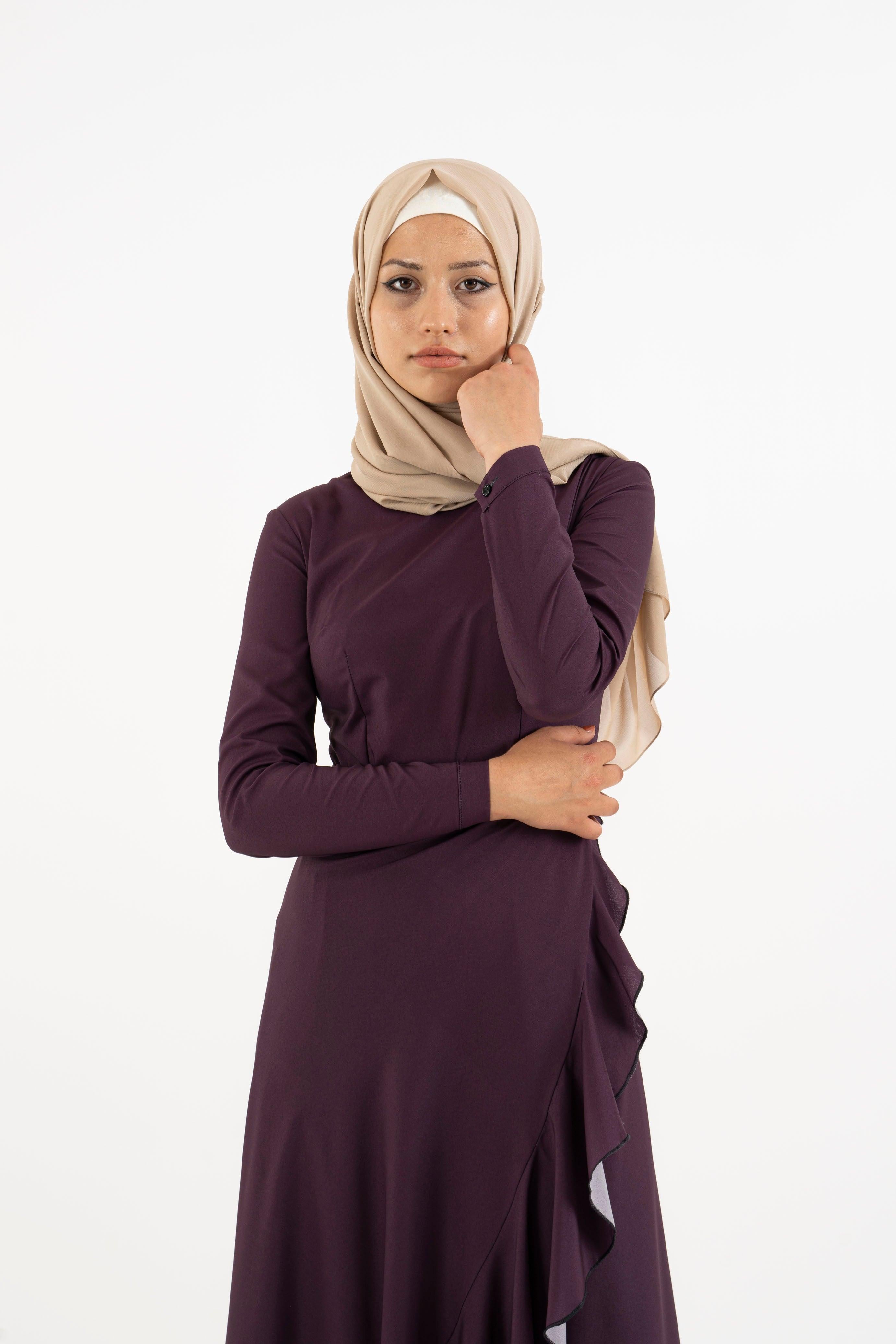 Aubergine Long Dress - Modest Dresses, Abaya,Maxi,  Long Sleeve dress!