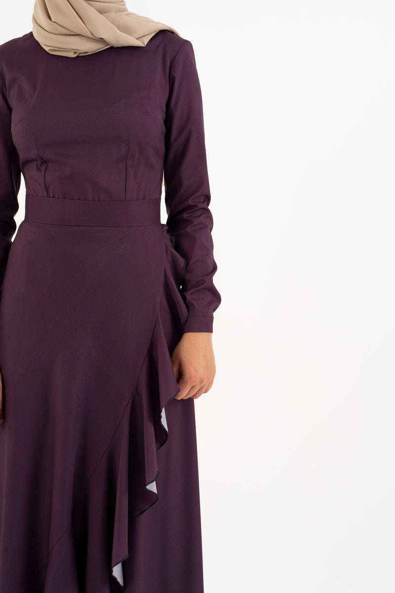 Aubergine Long Dress - Modest Dresses, Abaya,Maxi,  Long Sleeve dress!