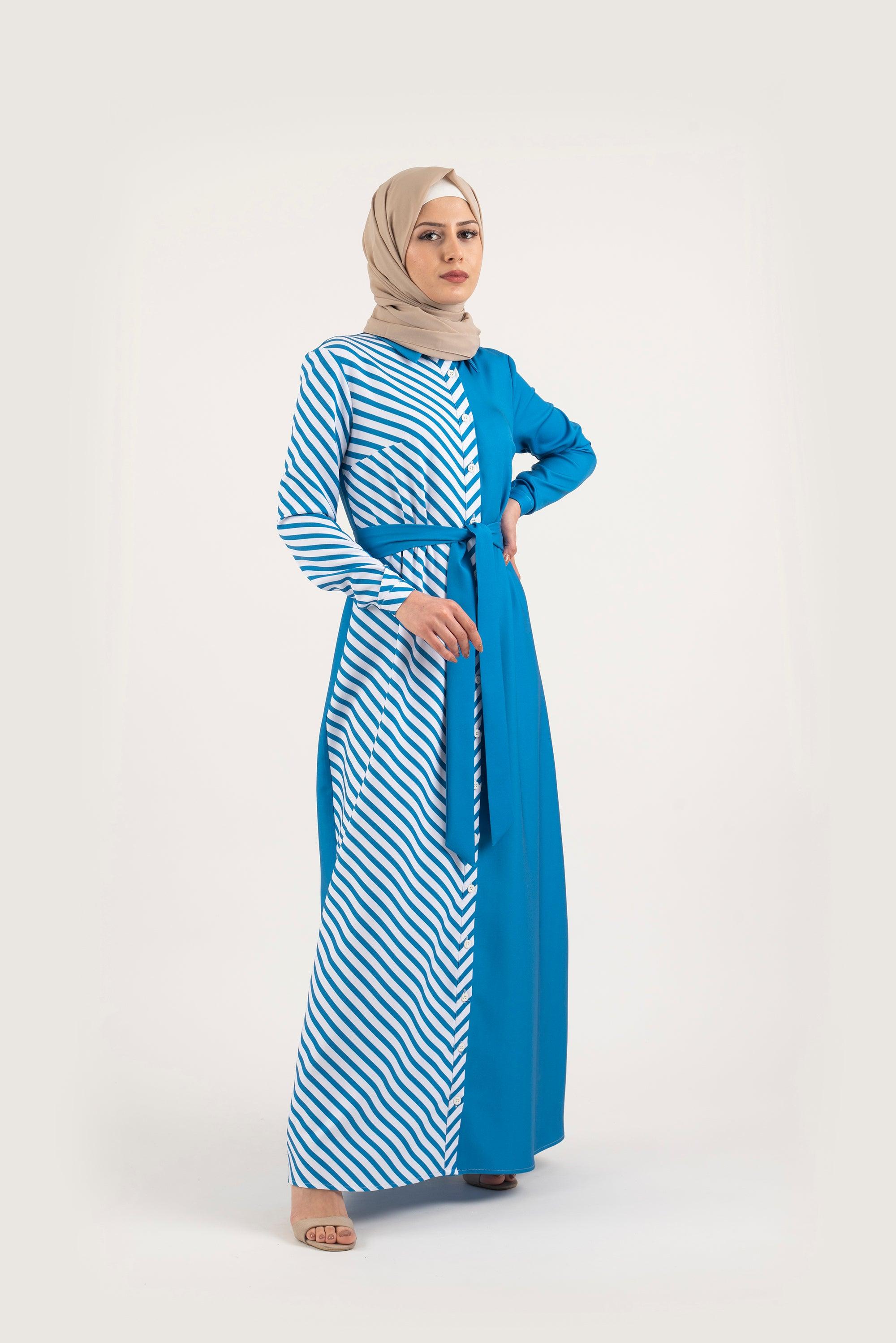 Azure Shirt Dress - Modest Dresses, Abaya, Maxi, Long Sleeve dress!