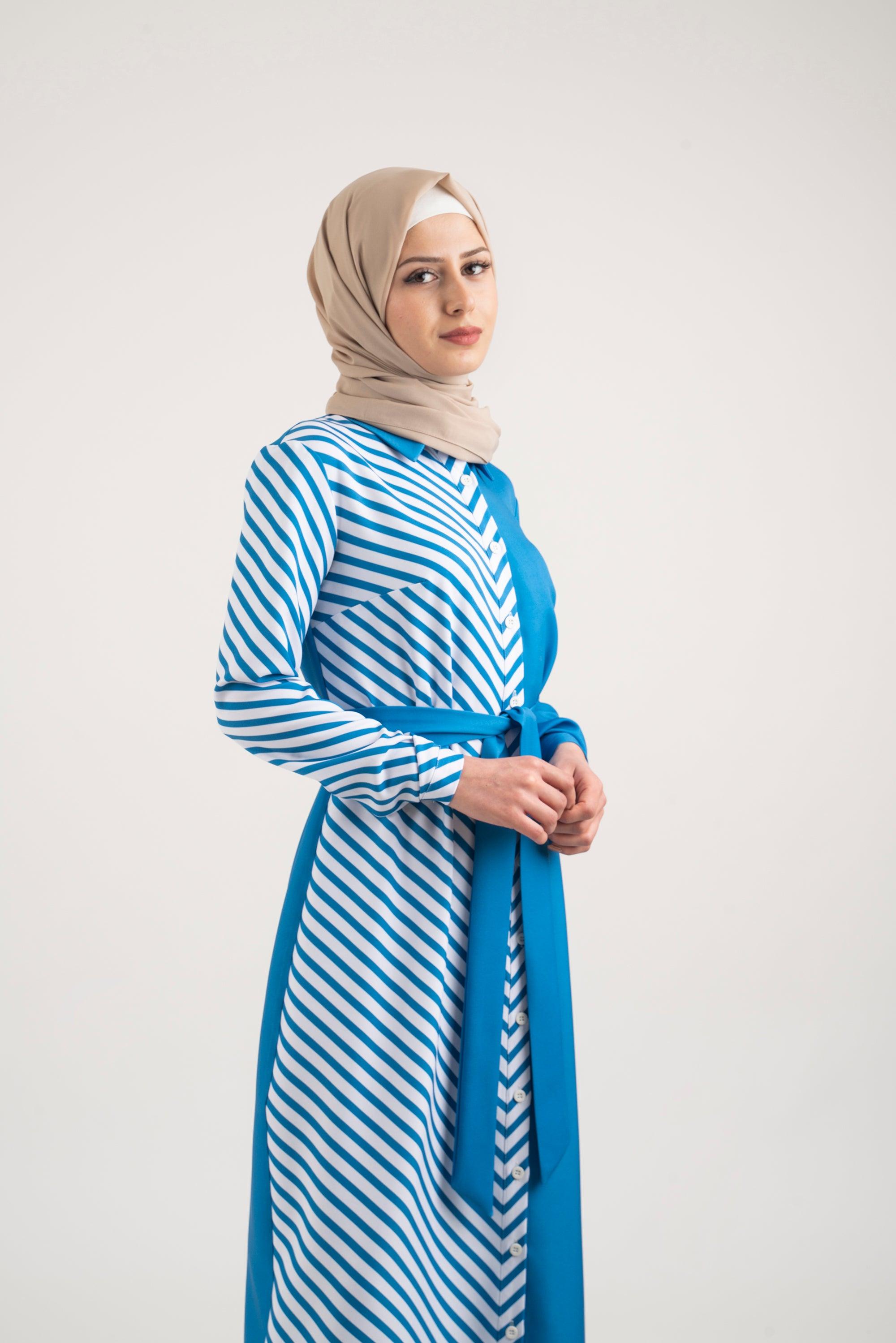Azure Shirt Dress - Modest Dresses, Abaya, Maxi, Long Sleeve dress!