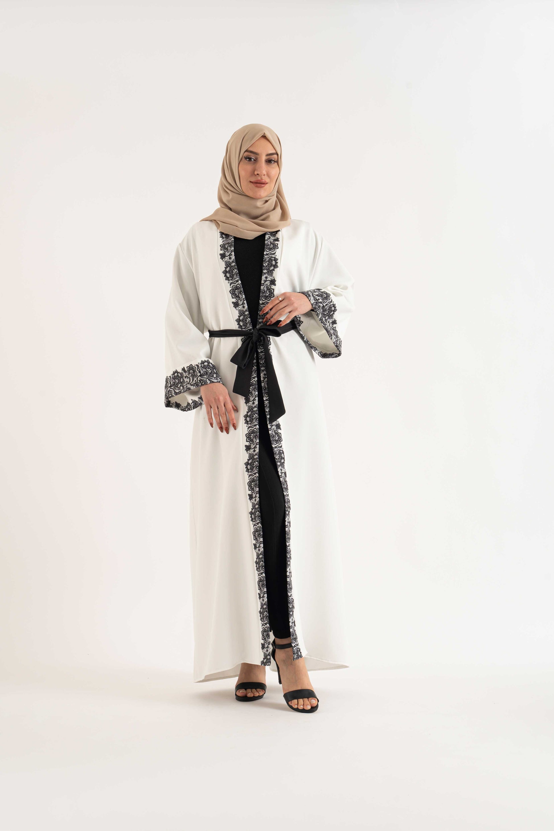 BLOOMY white Abaya- Modest Dresses, Abaya,Maxi, Long Sleeve dress!