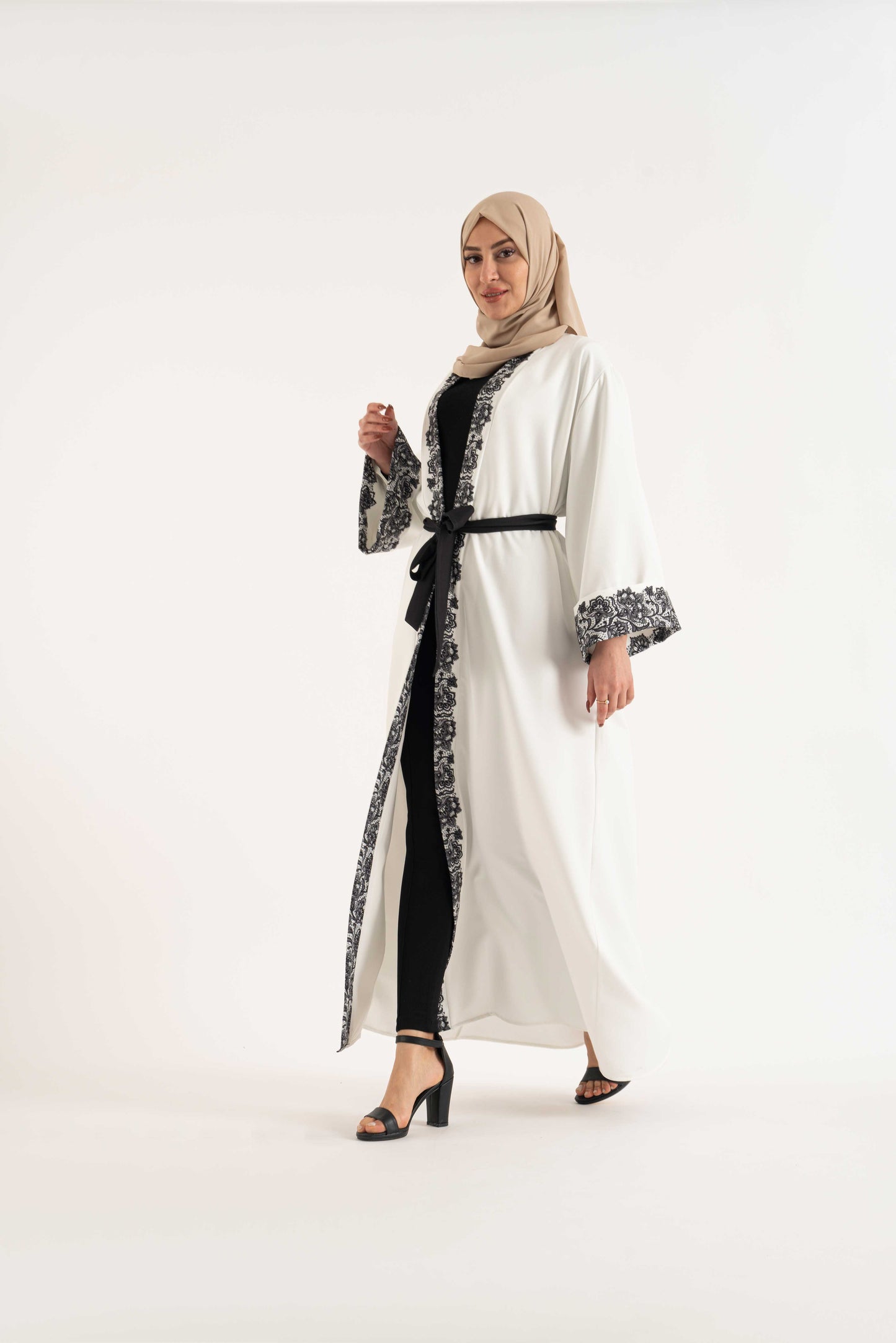 BLOOMY white Abaya- Modest Dresses, Abaya,Maxi, Long Sleeve dress!