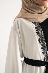 BLOOMY white Abaya- Modest Dresses, Abaya,Maxi, Long Sleeve dress!