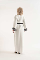BLOOMY white Abaya- Modest Dresses, Abaya,Maxi, Long Sleeve dress!