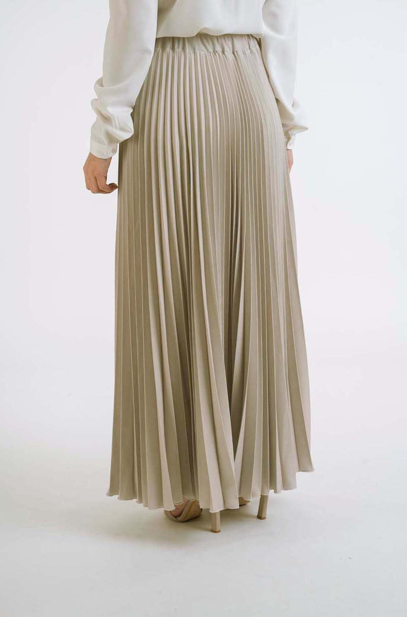 Beige pleat skirt - Modest Dresses, Abaya, Maxi, Long Sleeve dress!
