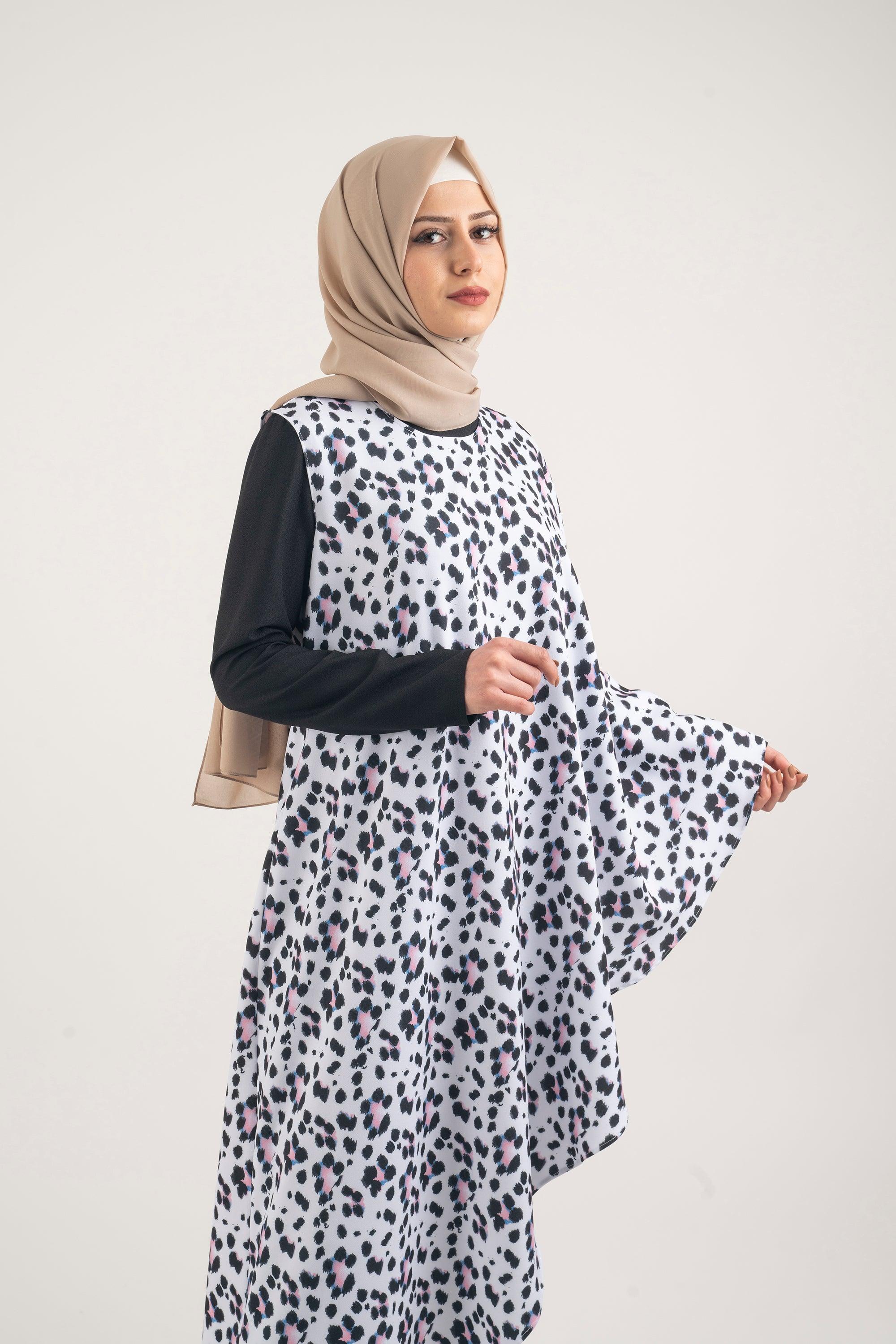 Black Cheetah Jumpsuit - Modest Dresses, Abaya, Long Sleeve dress!