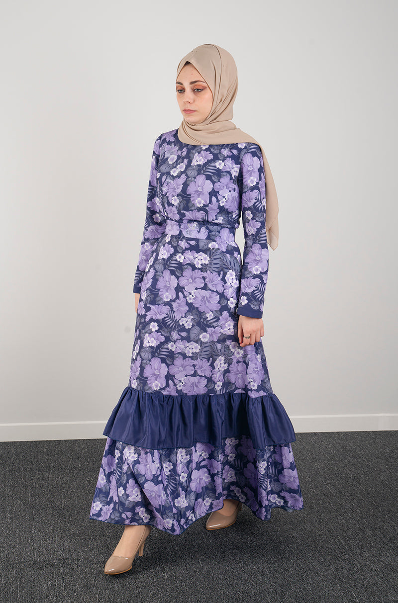 Blue Print Dress - Modest Dresses, Abaya, Maxi, Long Sleeve dress!