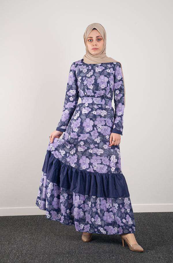 Blue Print Dress - Modest Dresses, Abaya, Maxi, Long Sleeve dress!