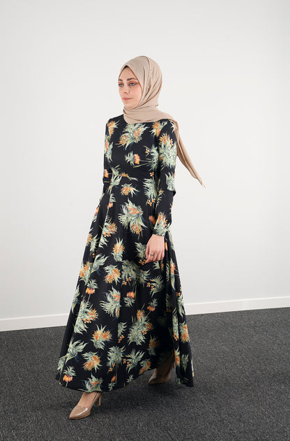 Botanic Flowing Dress - Modest Dresses, Abaya, Maxi,Long Sleeve dress!