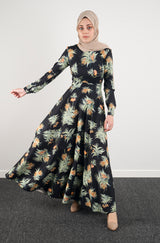 Botanic Flowing Dress - Modest Dresses, Abaya, Maxi,Long Sleeve dress!