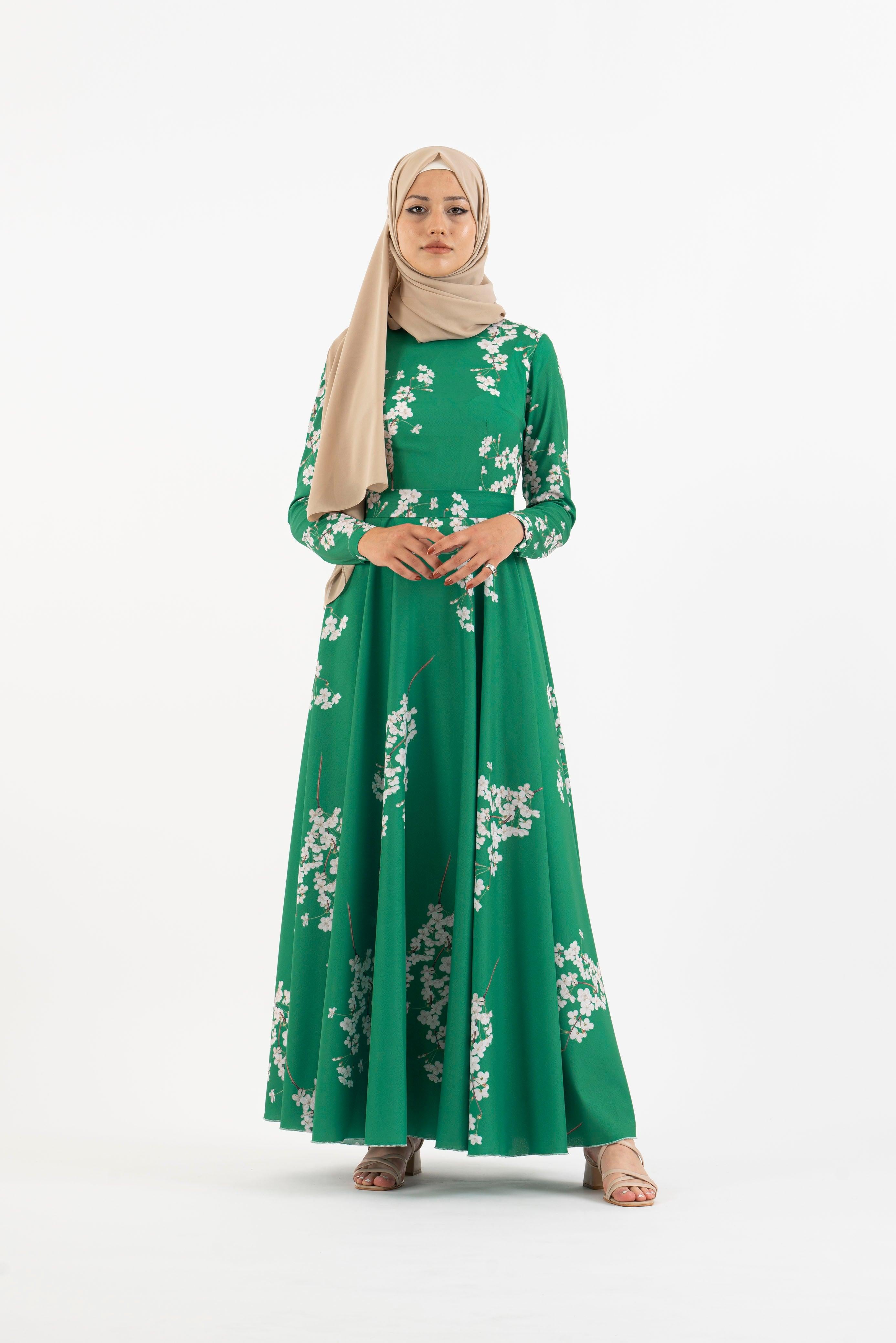 Cadmium green long dress - Modest Dresses, Abaya, Long Sleeve dress!